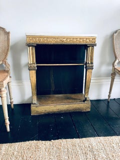 19th Century Swedish Giltwood and White Marble Console Table