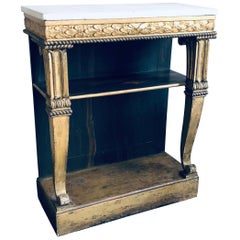 19th Century Swedish Giltwood and White Marble Console Table