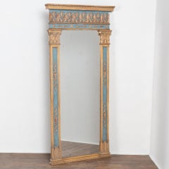 19th Century Swedish Gold Gilt and Blue Trumeau Mirror