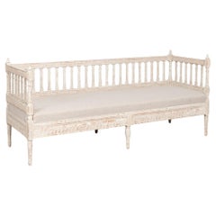 Antique 19th Century Swedish Gray Gustavian Bench
