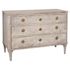 19th Century Swedish Gray Gustavian Large Chest of Three Drawers