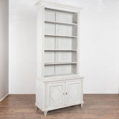 19th Century Swedish Gray Painted Pine Bookcase Display Cabinet