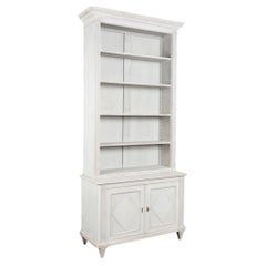 19th Century Swedish Gray Painted Pine Bookcase Display Cabinet