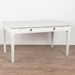 19th Century Swedish Gray Painted Two-Drawer Table or Writing Desk