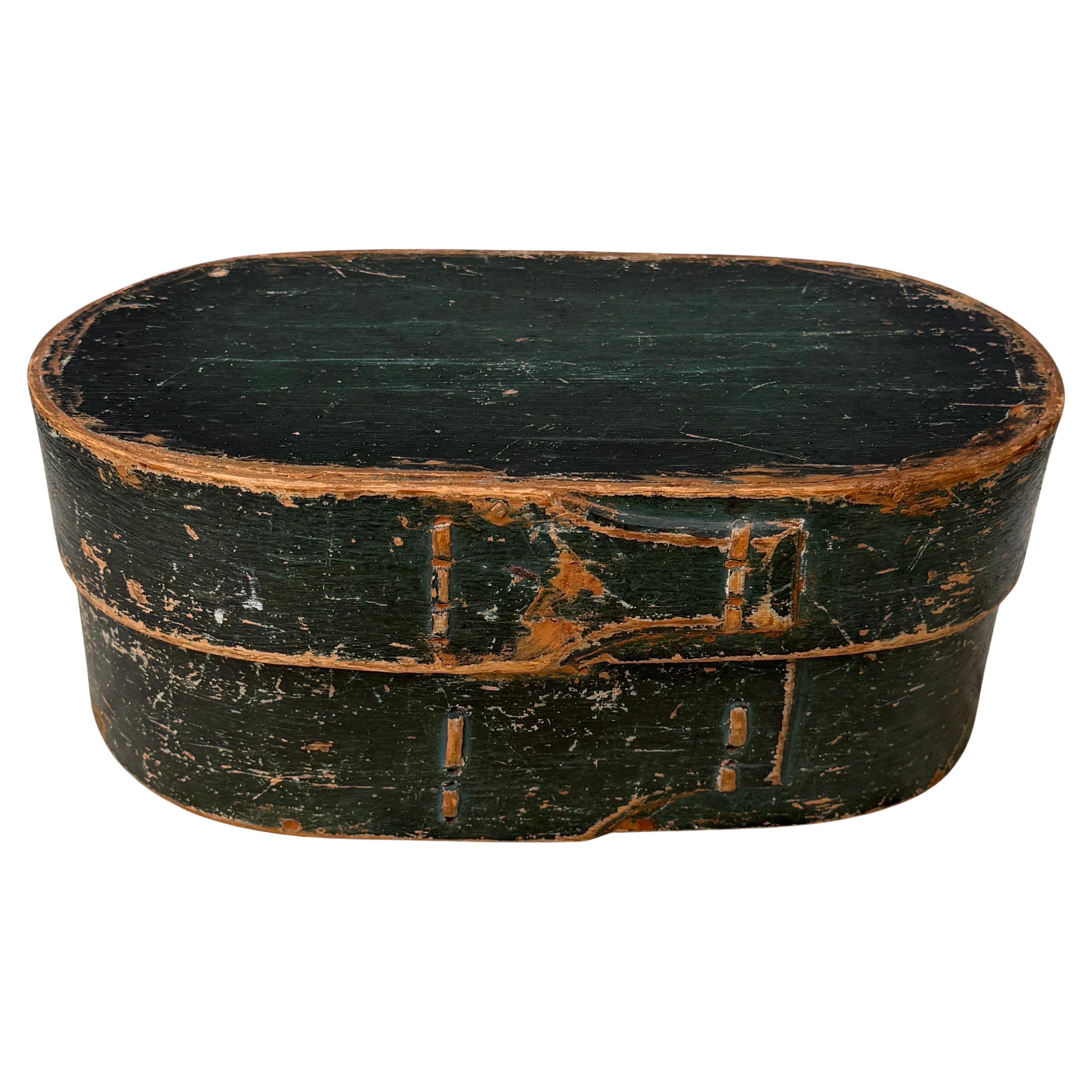 19th Century Swedish Green Painted Box Dated 1815 For Sale 1