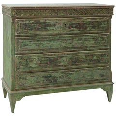 19th Century Swedish Green Panted Chest of Drawers