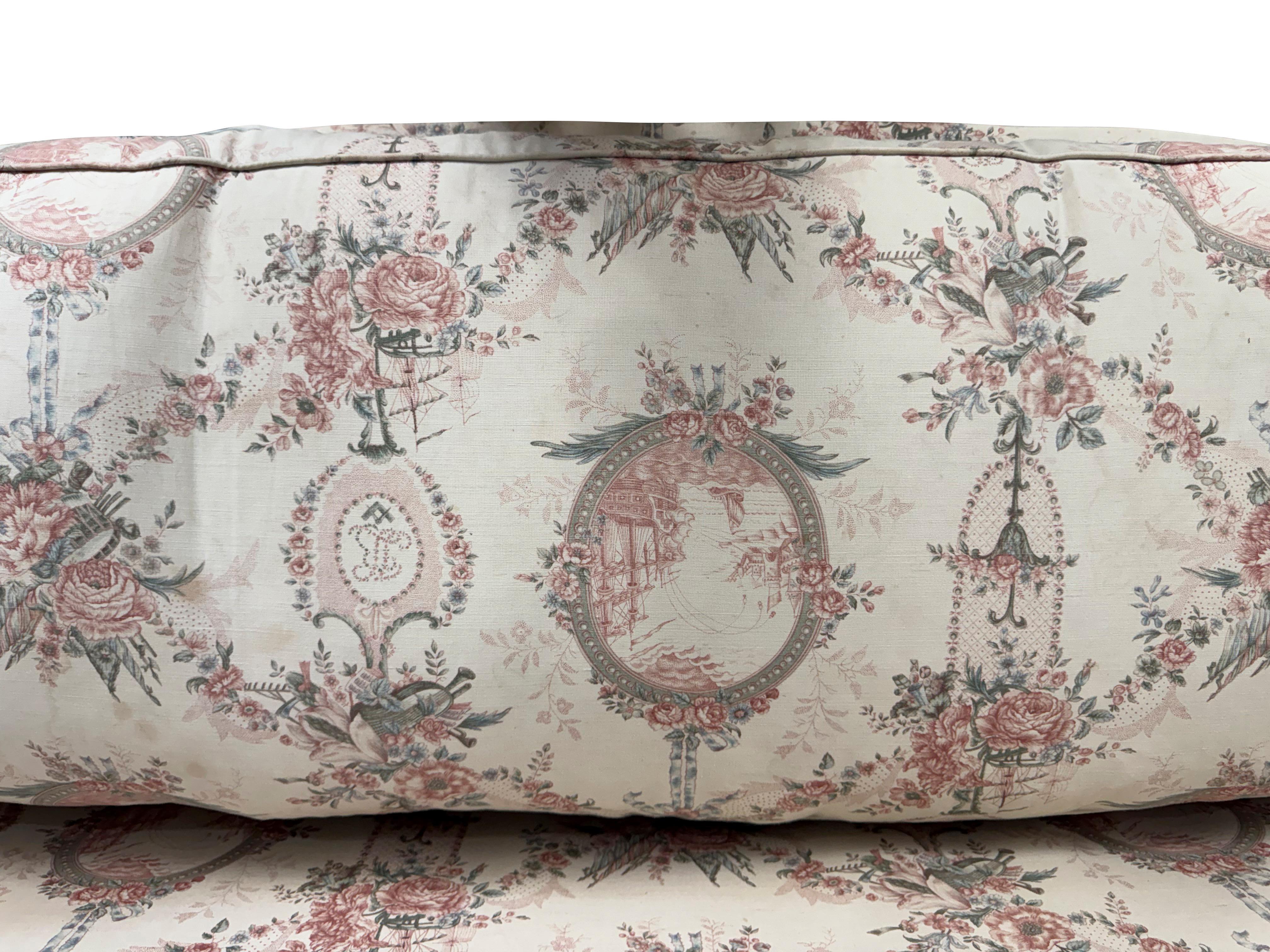 19th Century Swedish Grey Painted Settee/ Sofa with original Neoclassical Fabric For Sale 14