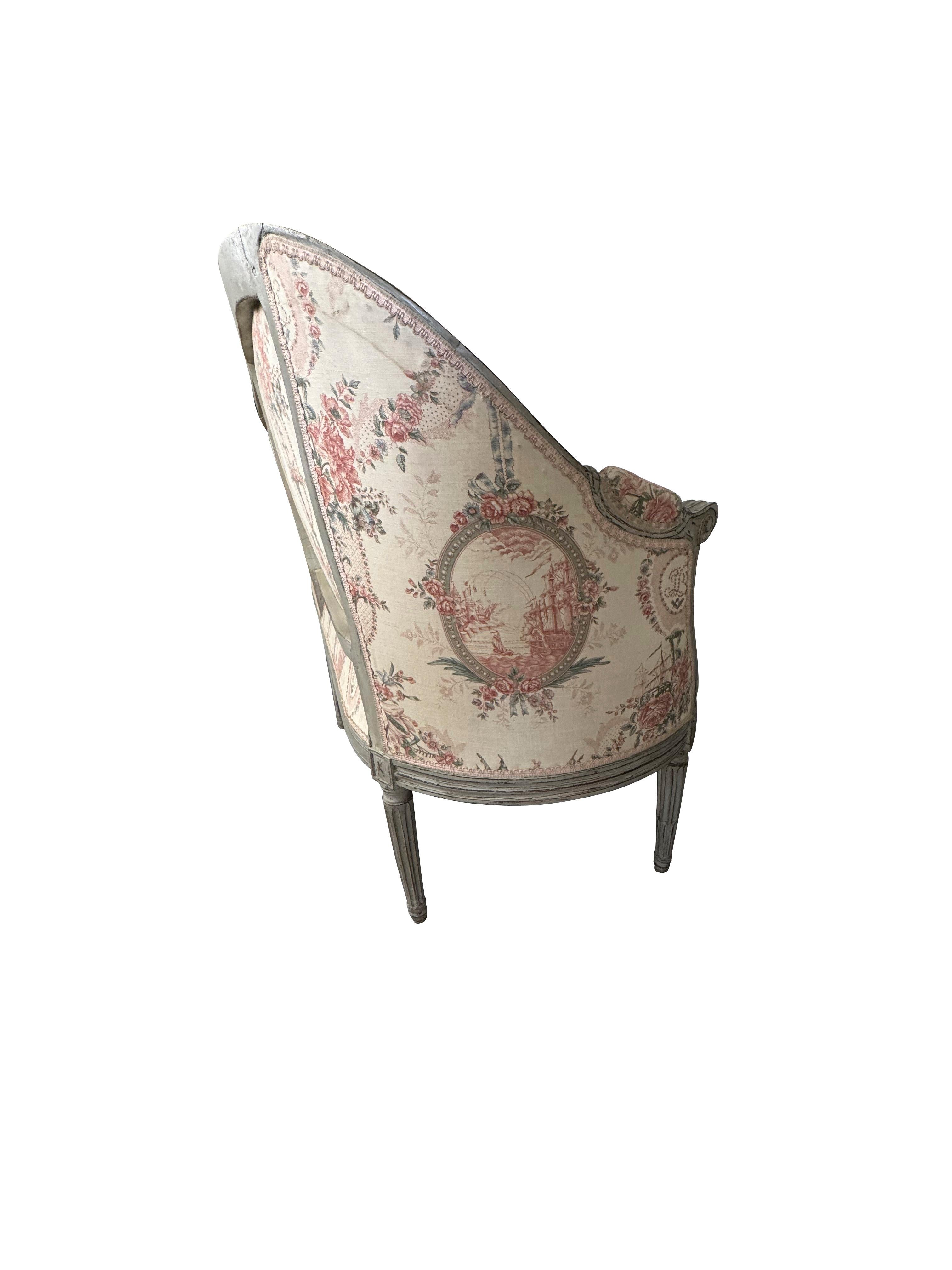 Swedish Gustavian Neoclassical Grey Painted Settee
Of classic rounded form with a carved and painted frame, the molded crest rail over a tight upholstered back and loose goose down seat cushion, raised on fluted tapering legs ending in toupie feet.