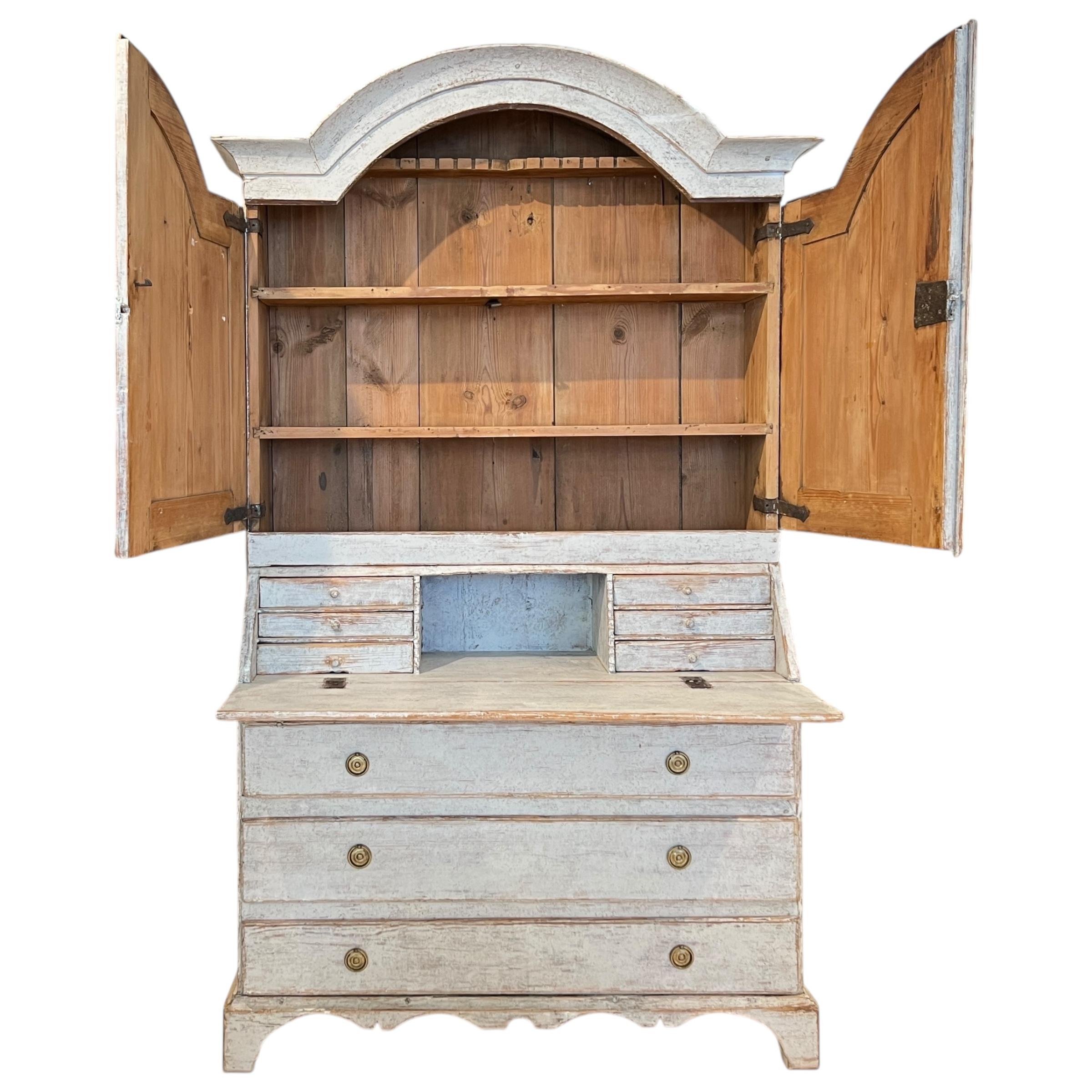 Siglo XIX Sueco Gustavia Tall Case Secretaire Antiguo Gustaviano en venta