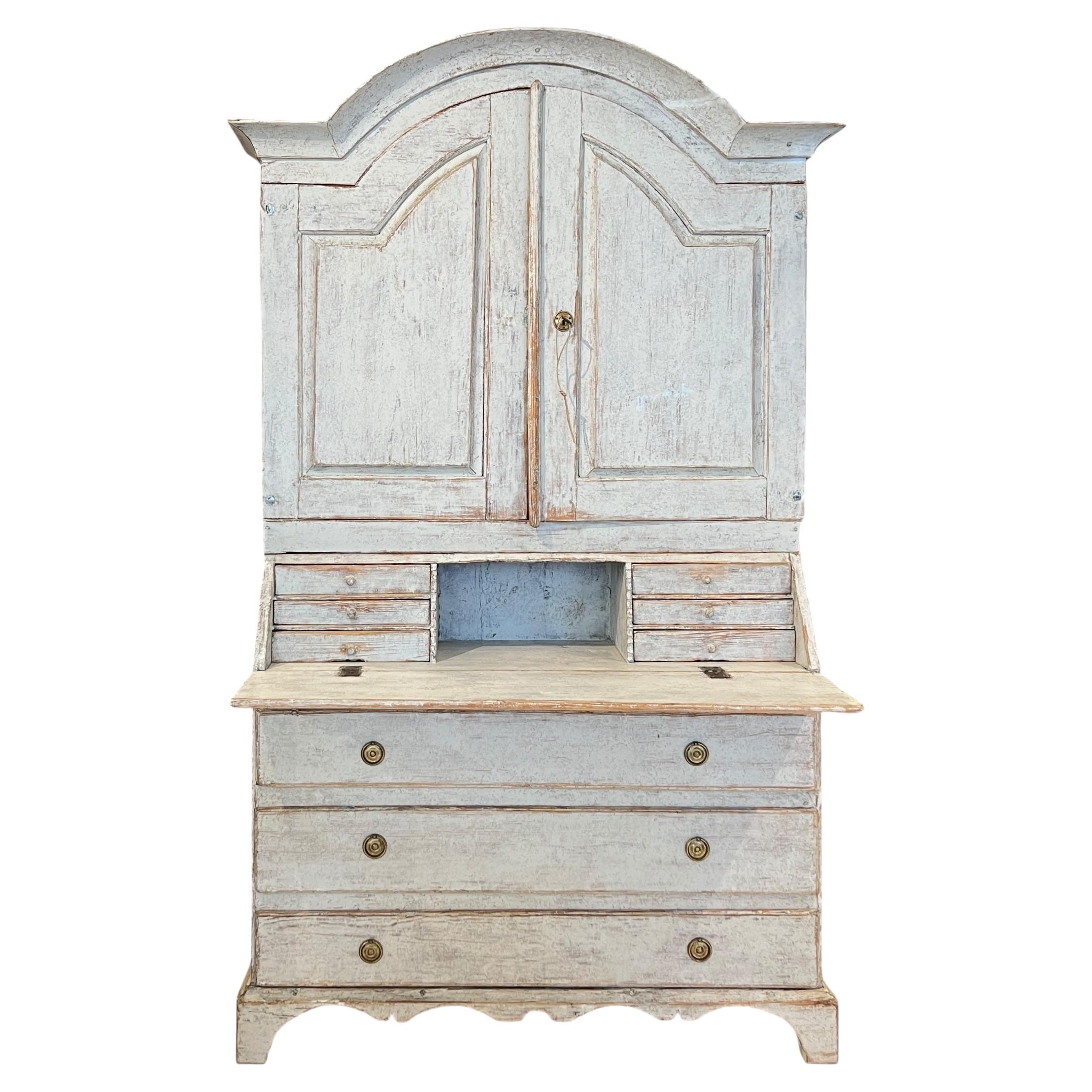 Siglo XIX Sueco Gustavia Tall Case Secretaire Antiguo en venta