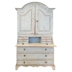 Siglo XIX Sueco Gustavia Tall Case Secretaire Antiguo