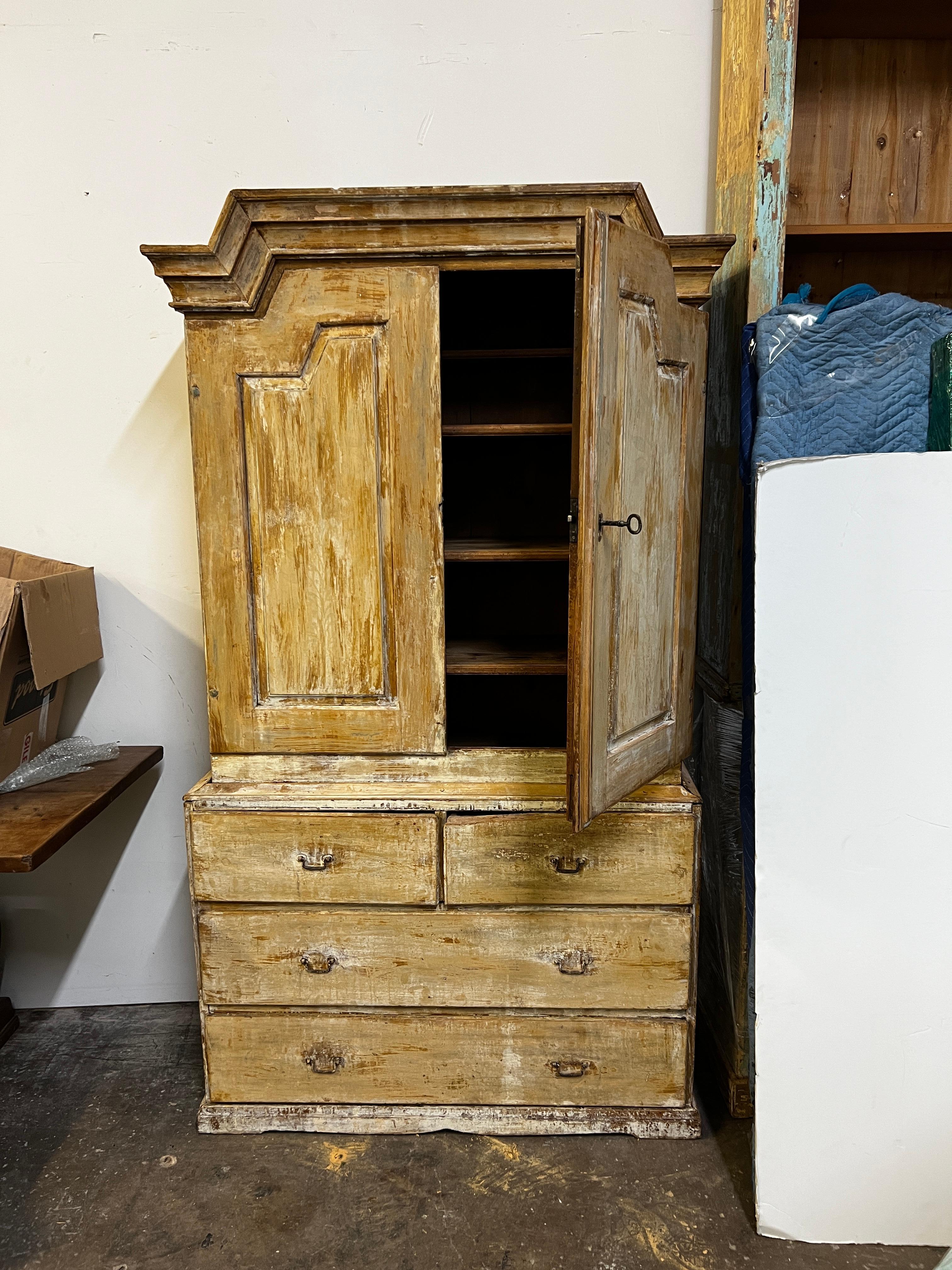 Pine 19th Century Swedish Gustavian Armoire Cupboard Cabinet For Sale