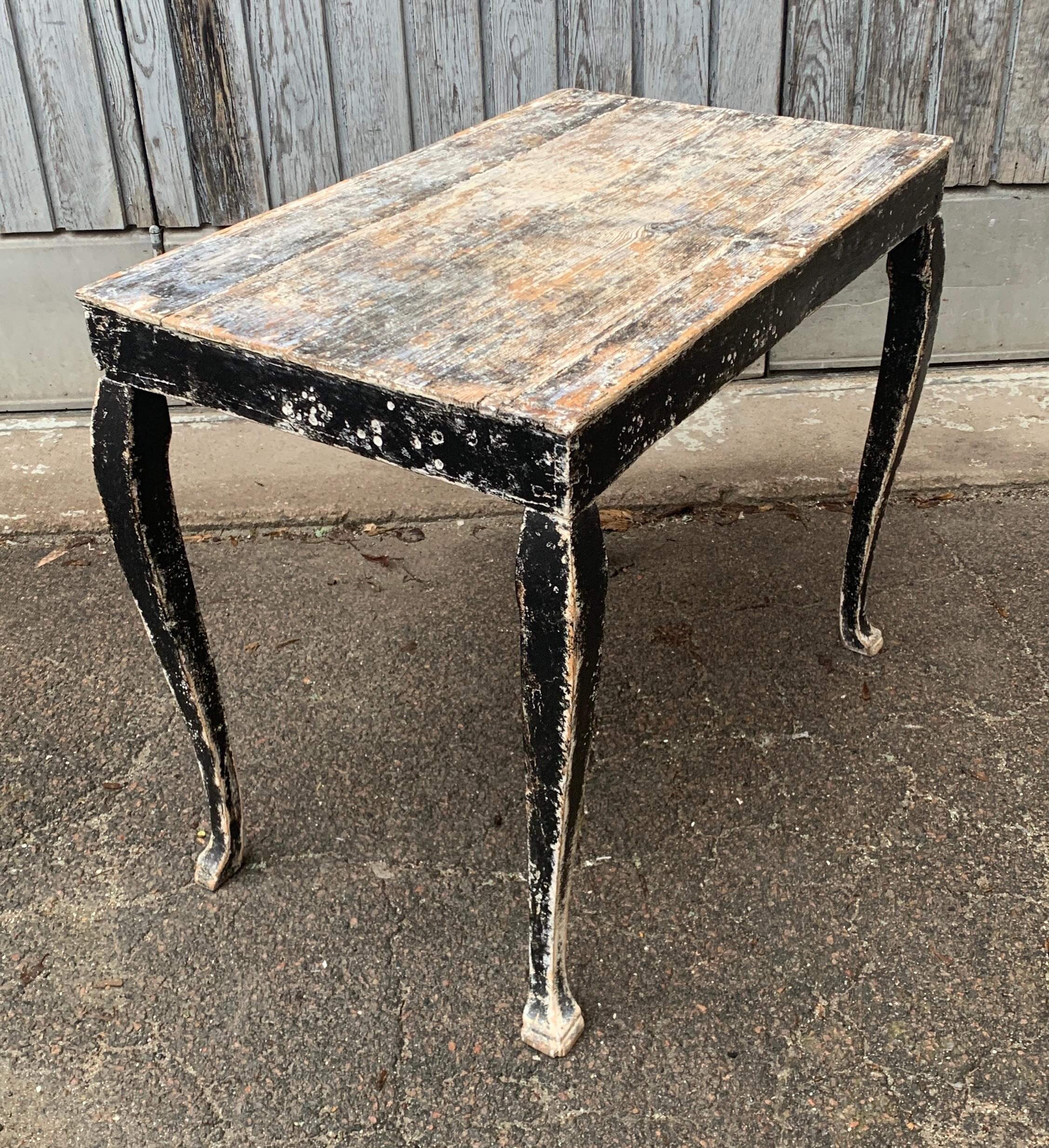 19th Century Swedish Gustavian Black Painted Console Table For Sale 5