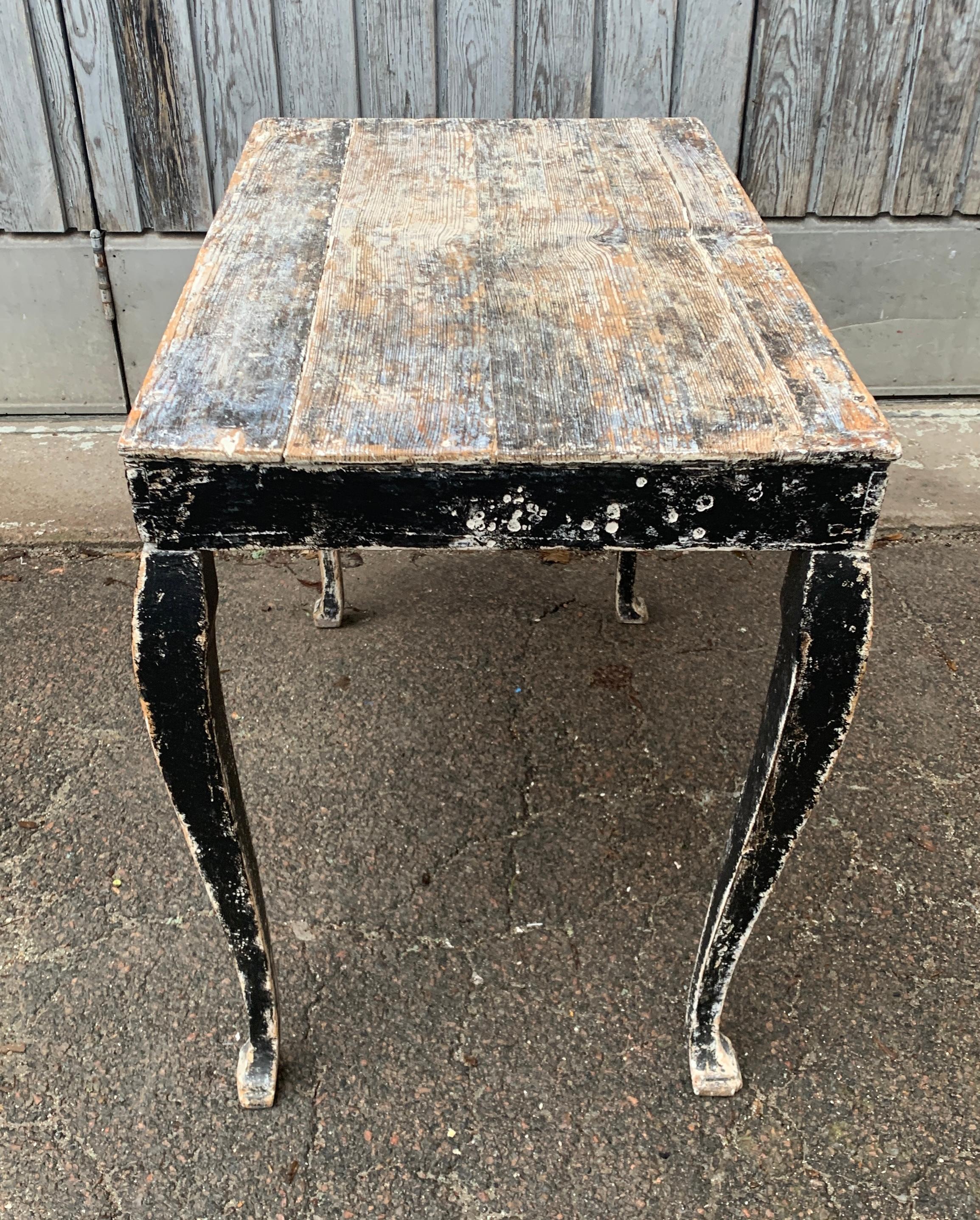19th Century Swedish Gustavian Black Painted Console Table For Sale 6