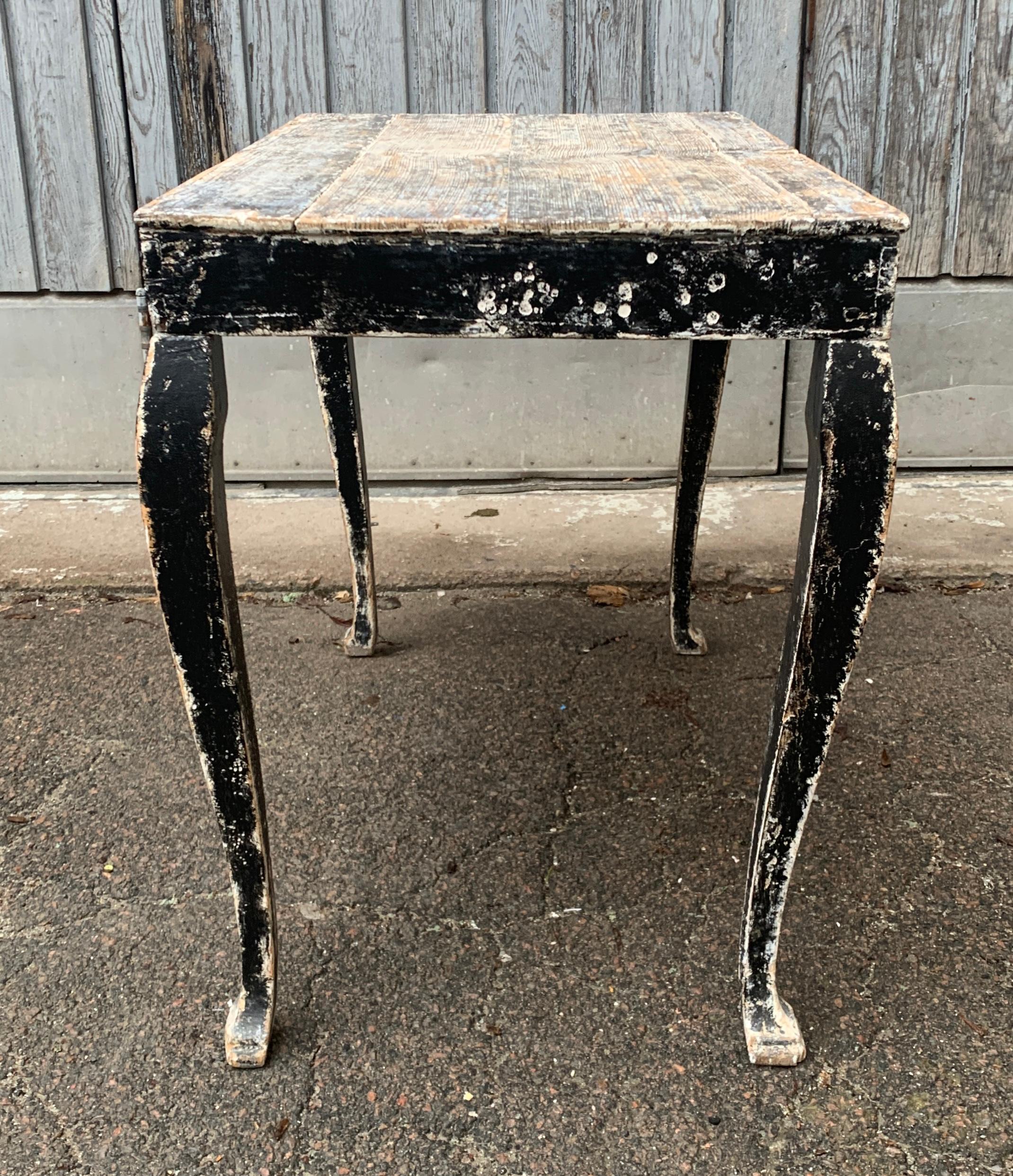 19th Century Swedish Gustavian Black Painted Console Table For Sale 7