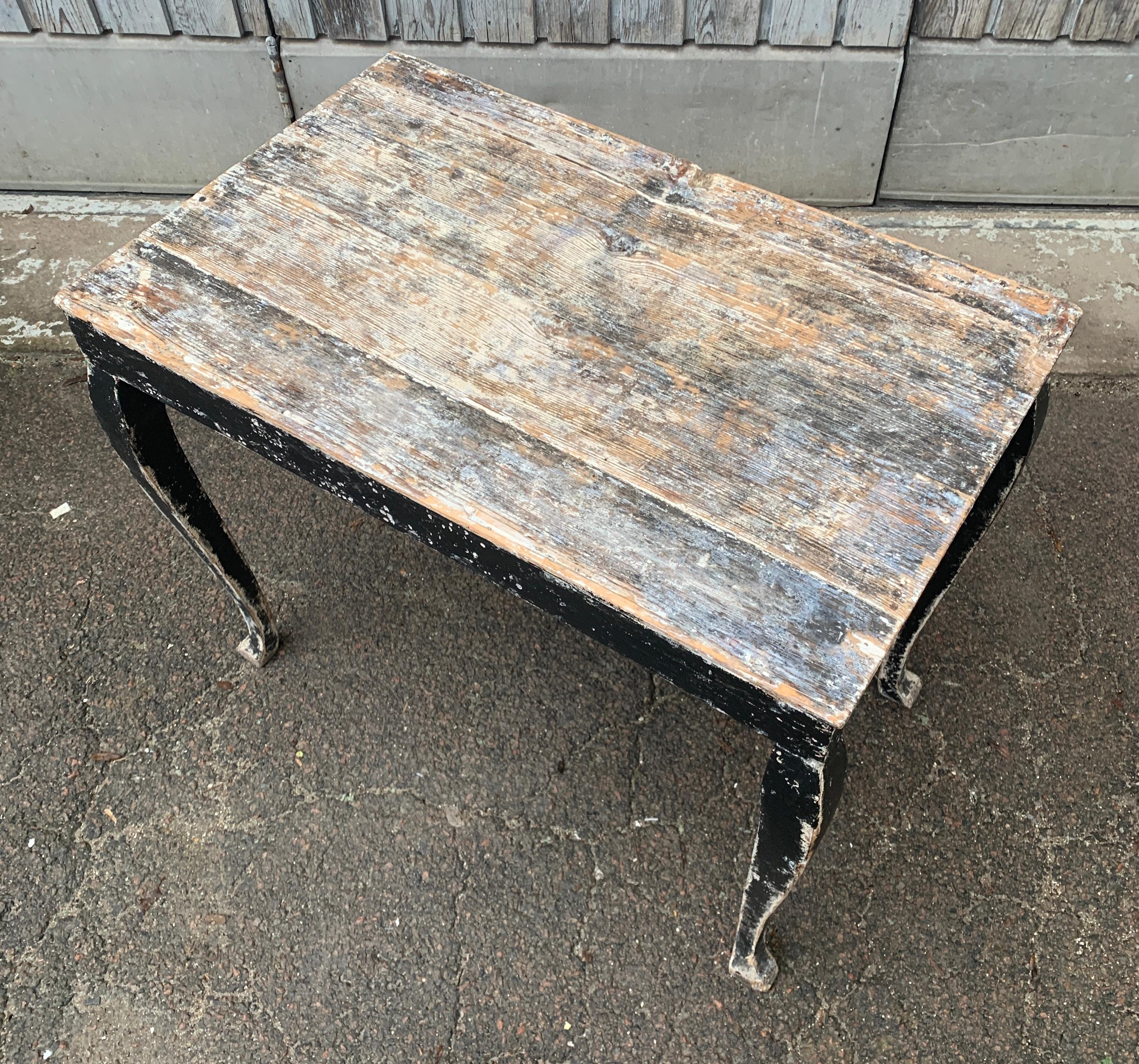 19th Century Swedish Gustavian Black Painted Console Table For Sale 8