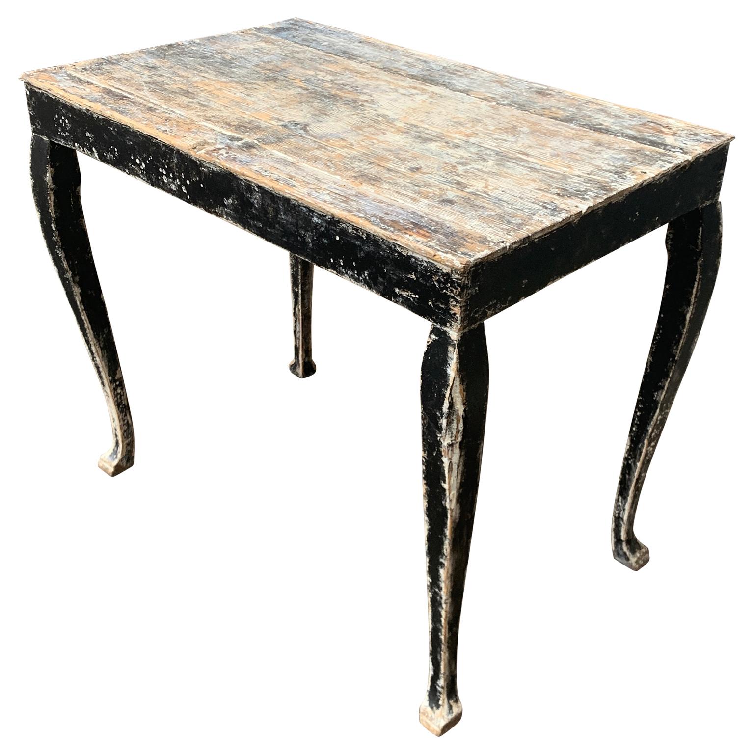 19th Century Swedish Gustavian Black Painted Console Table In Good Condition For Sale In Haddonfield, NJ