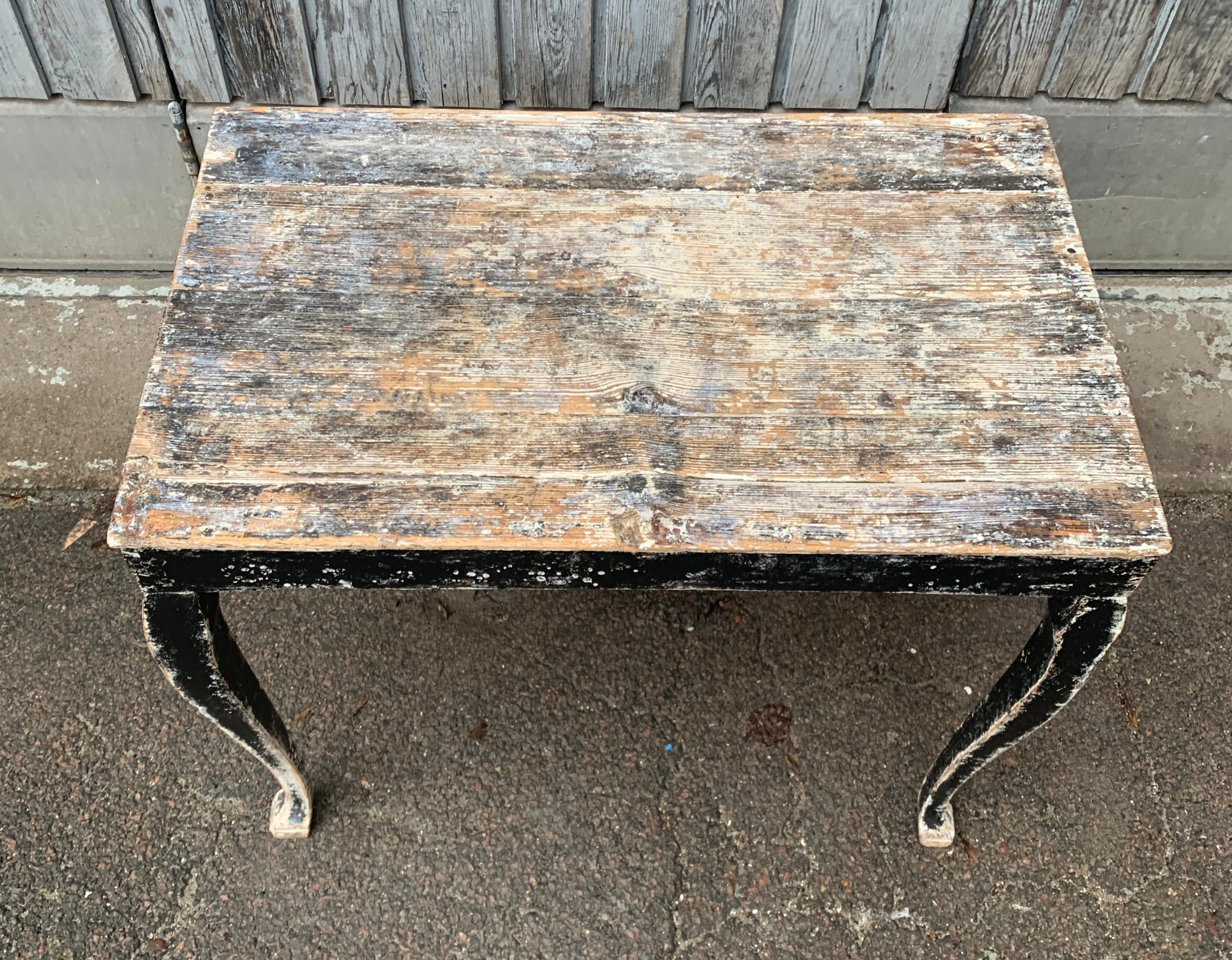 19th Century Swedish Gustavian Black Painted Console Table For Sale 1