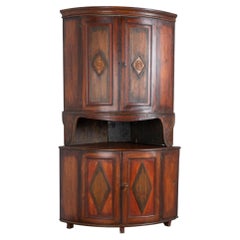 19th Century Swedish Gustavian Bowfront Painted Corner Cabinet