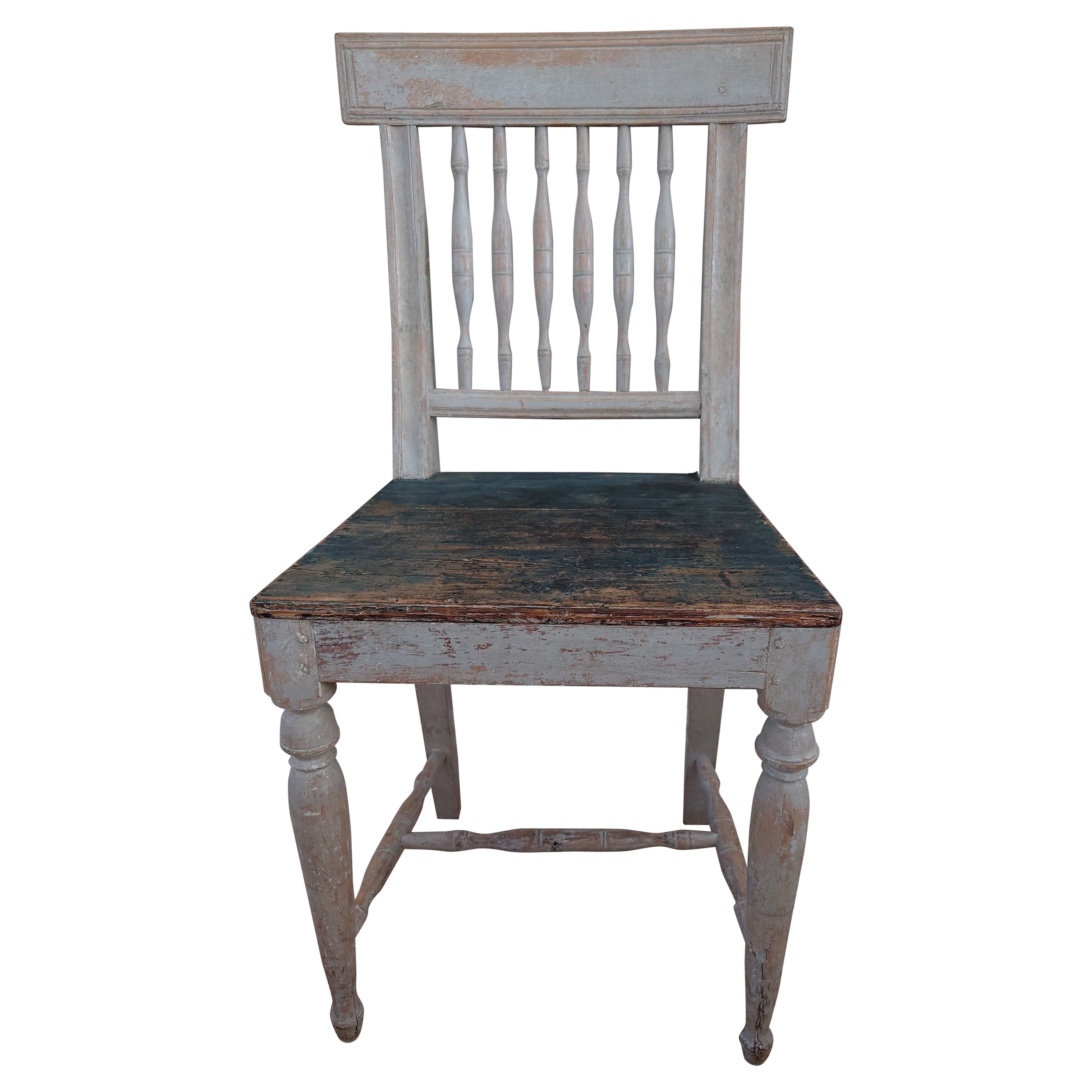 Sedia svedese gustaviana del XIX secolo con pittura originale