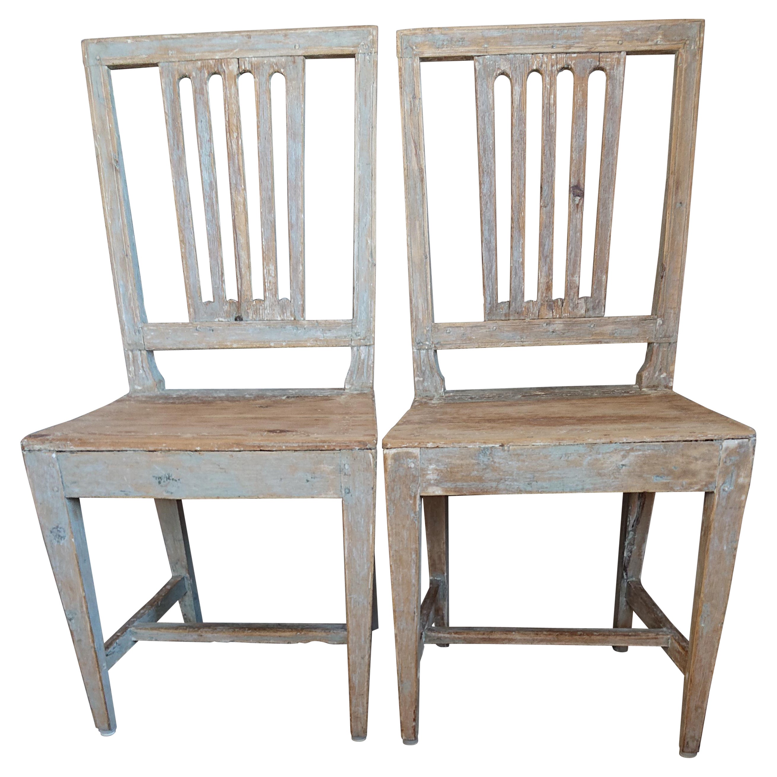 19th Century Swedish Gustavian Chairs with Original Paint