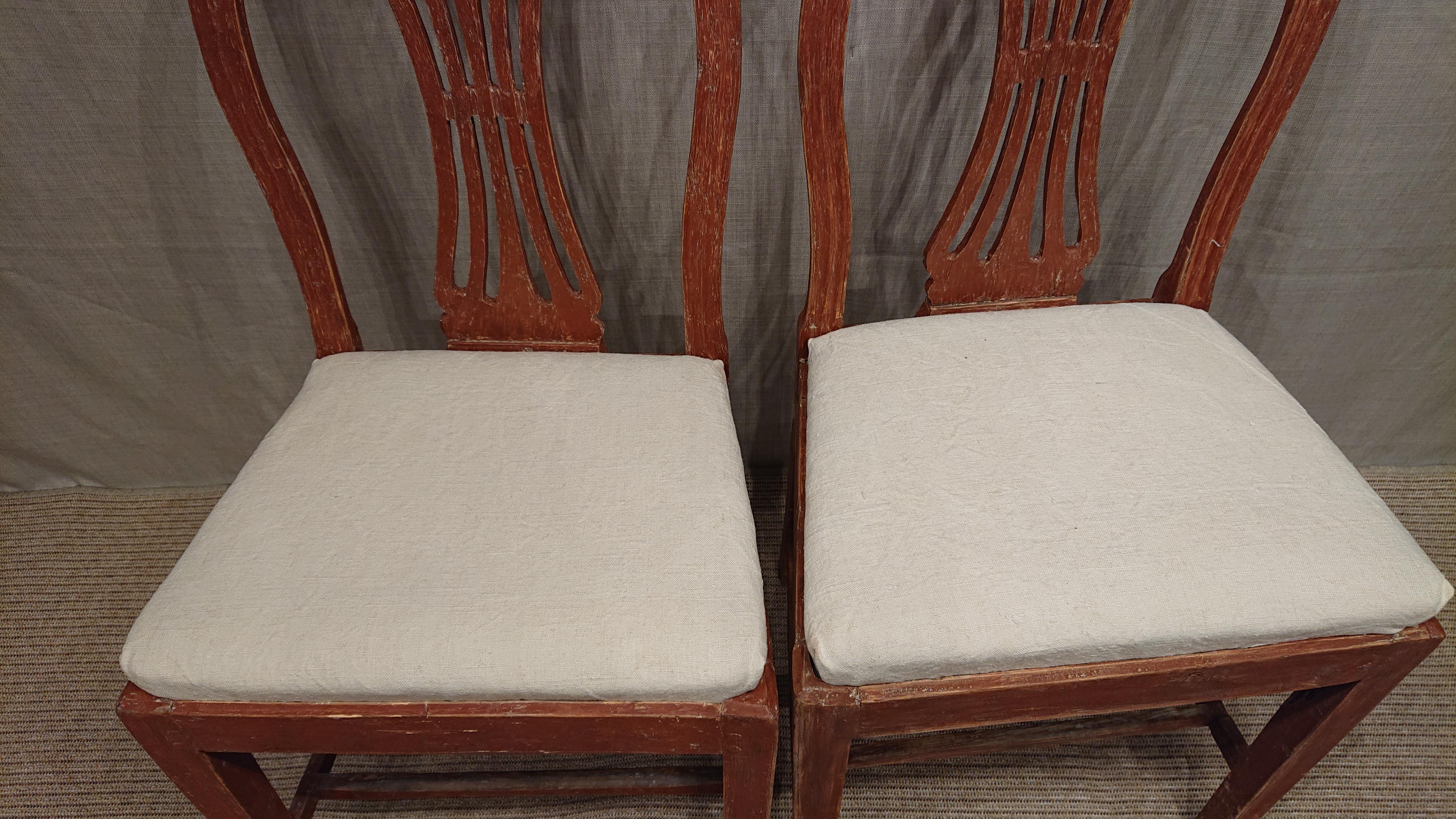 19th Century Swedish Gustavian Chairs with Original Paint Swedish Antiques For Sale 4