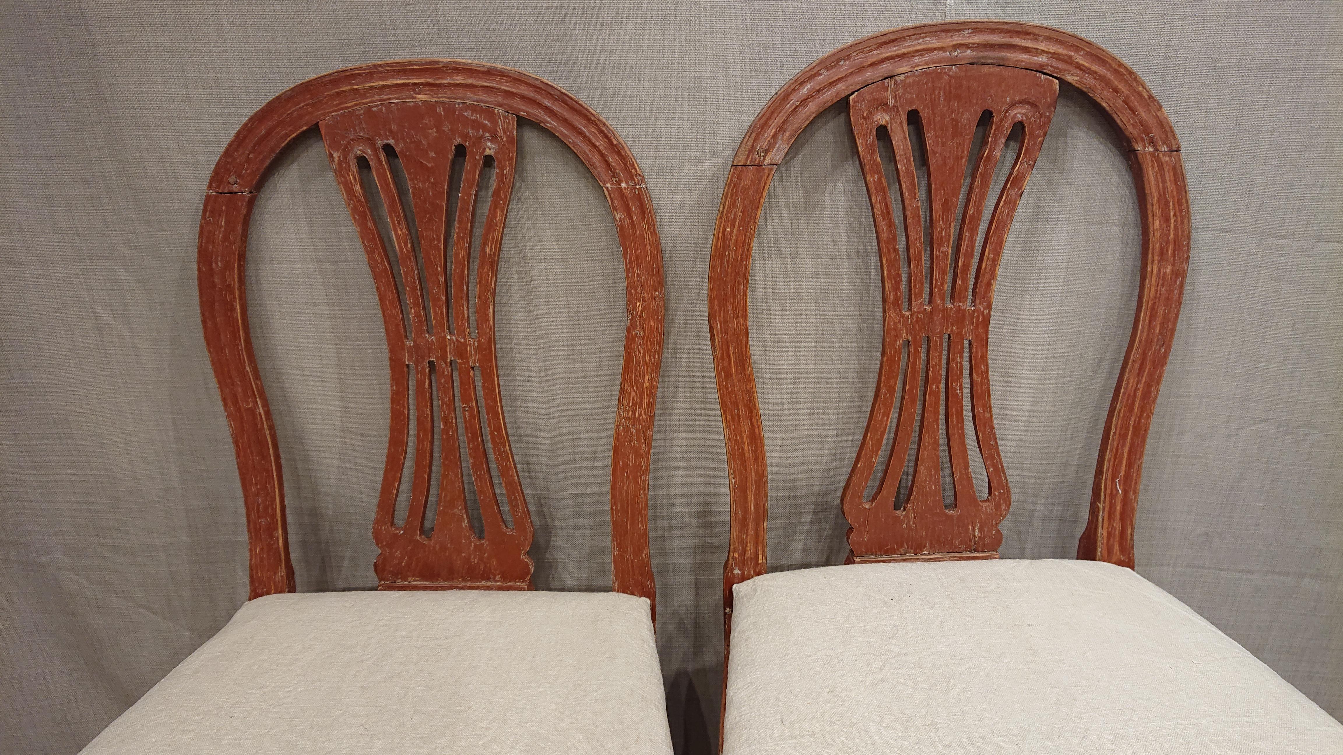 19th Century Swedish Gustavian Chairs with Original Paint Swedish Antiques In Good Condition For Sale In Boden, SE
