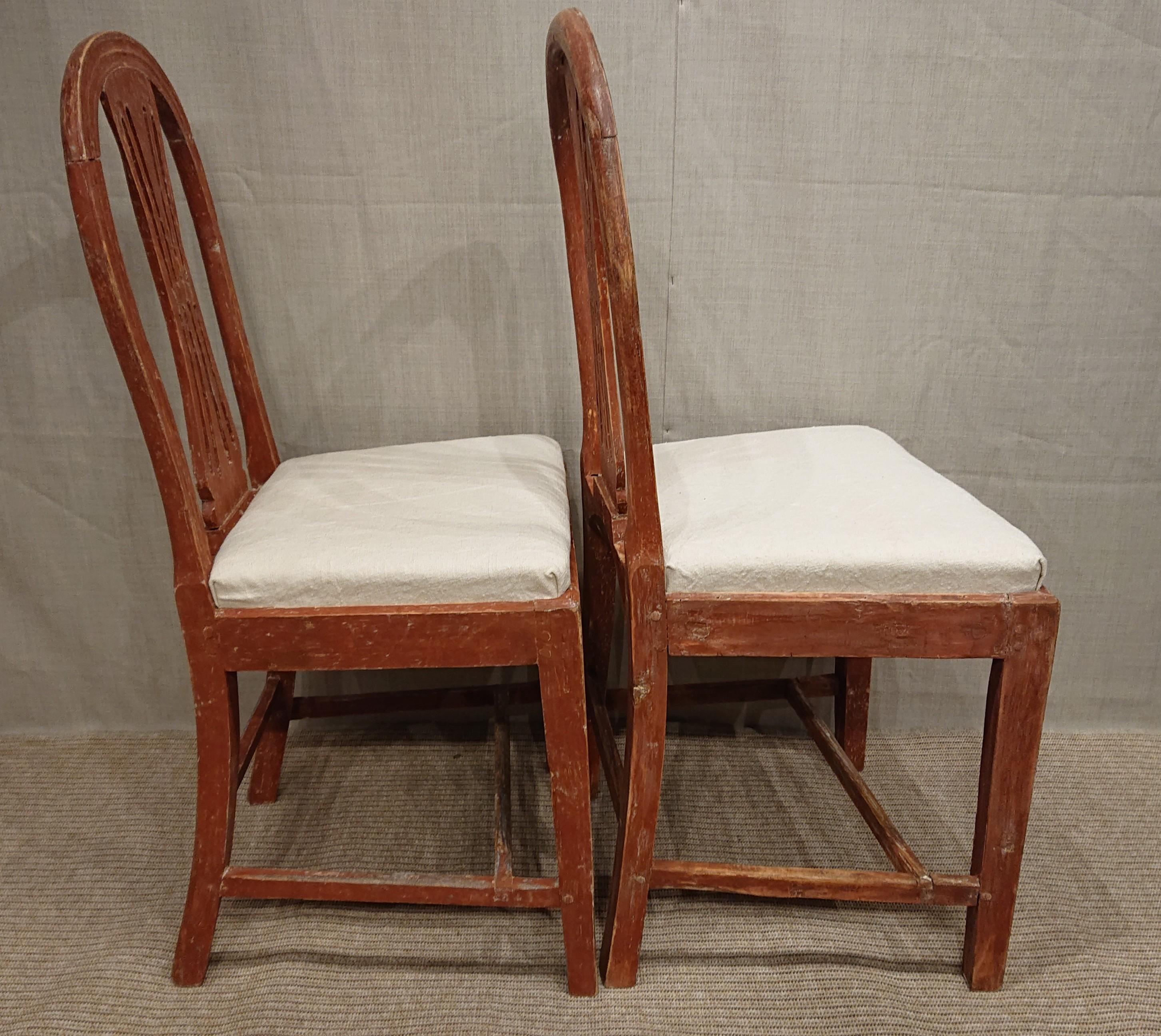 Pine 19th Century Swedish Gustavian Chairs with Original Paint Swedish Antiques For Sale