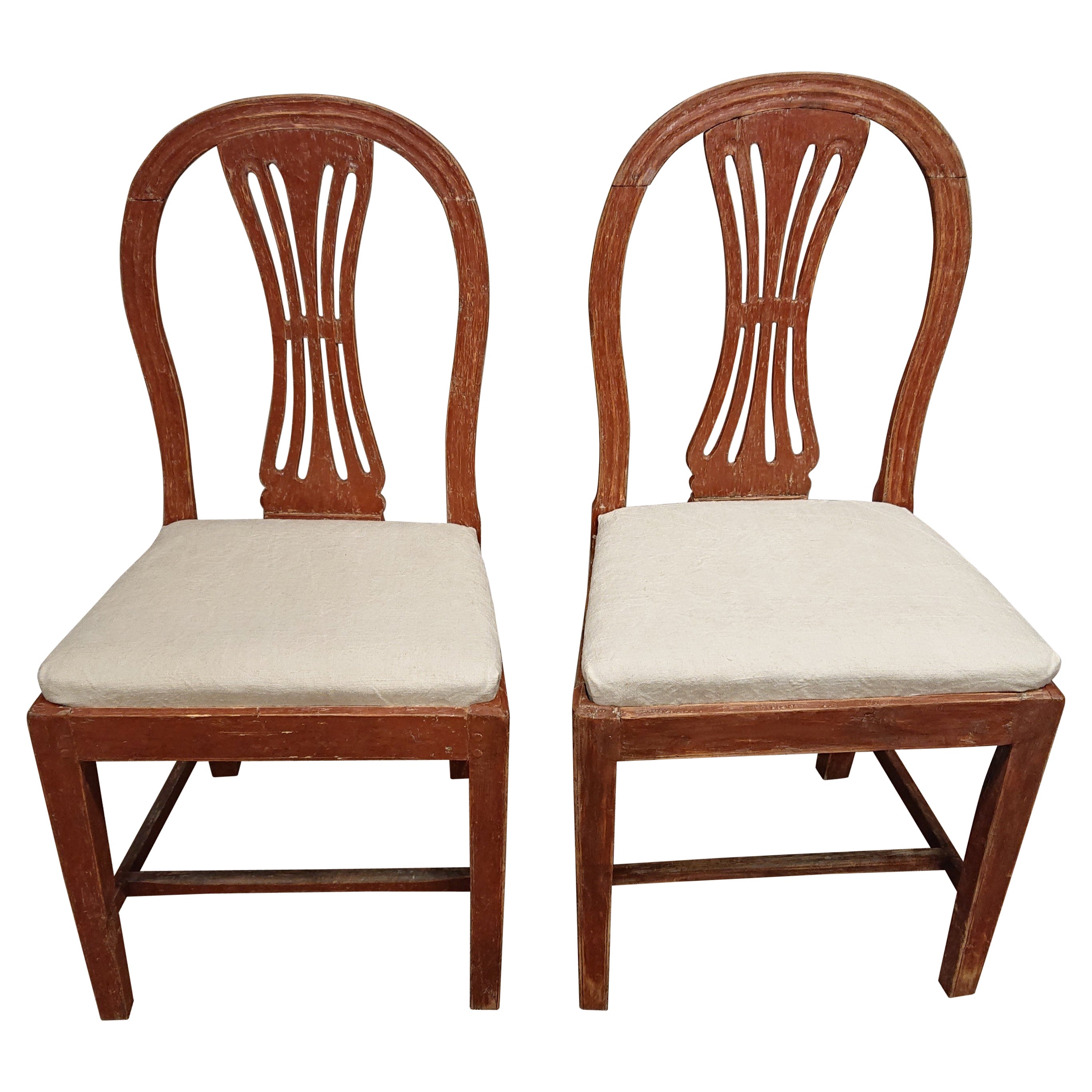 Chaises gustaviennes suédoises du 19ème siècle avec peinture d'origine - antiquités suédoises