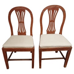 Chaises gustaviennes suédoises du 19ème siècle avec peinture d'origine - antiquités suédoises
