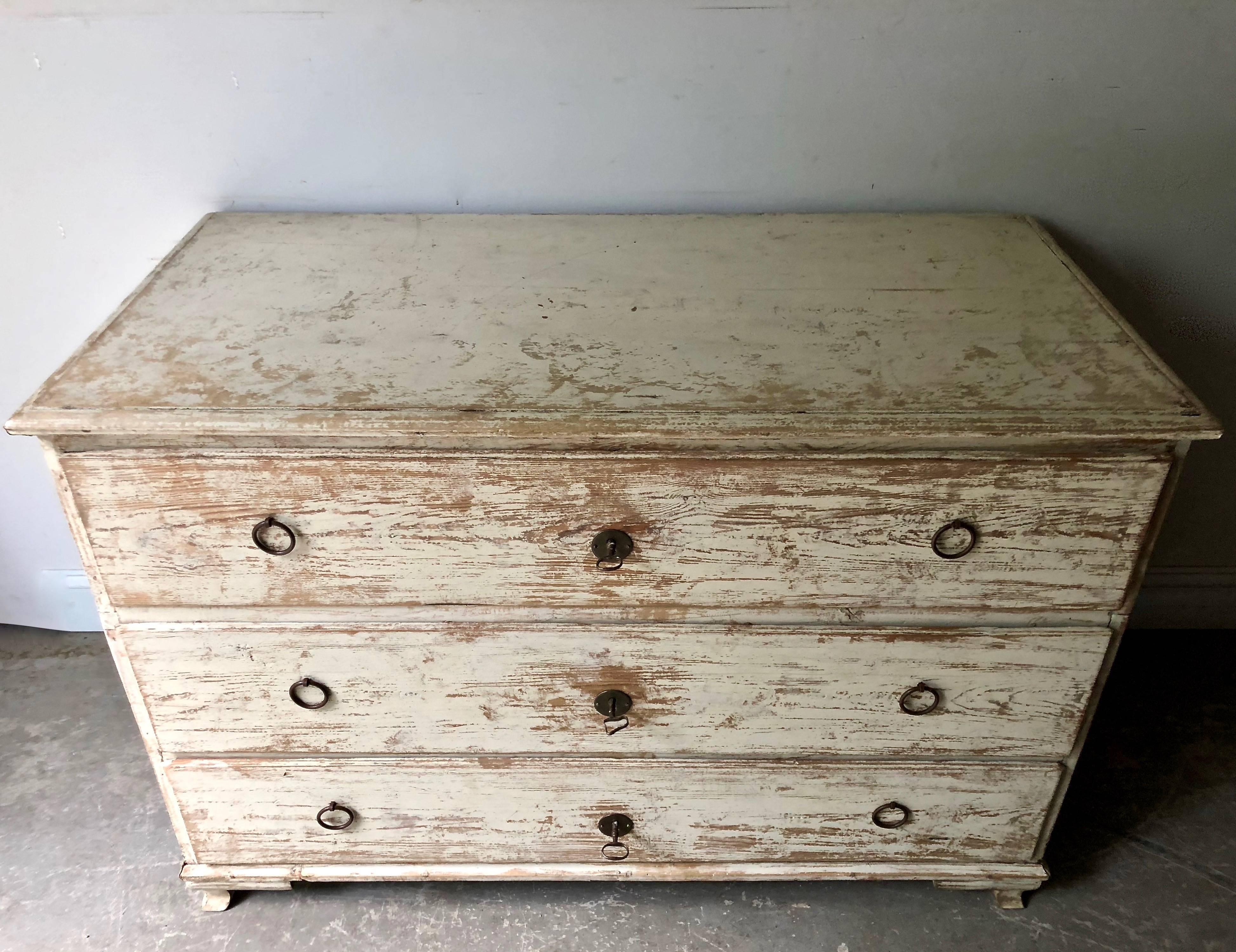 Hand-Carved 19th Century Swedish Gustavian Chest of Drawers