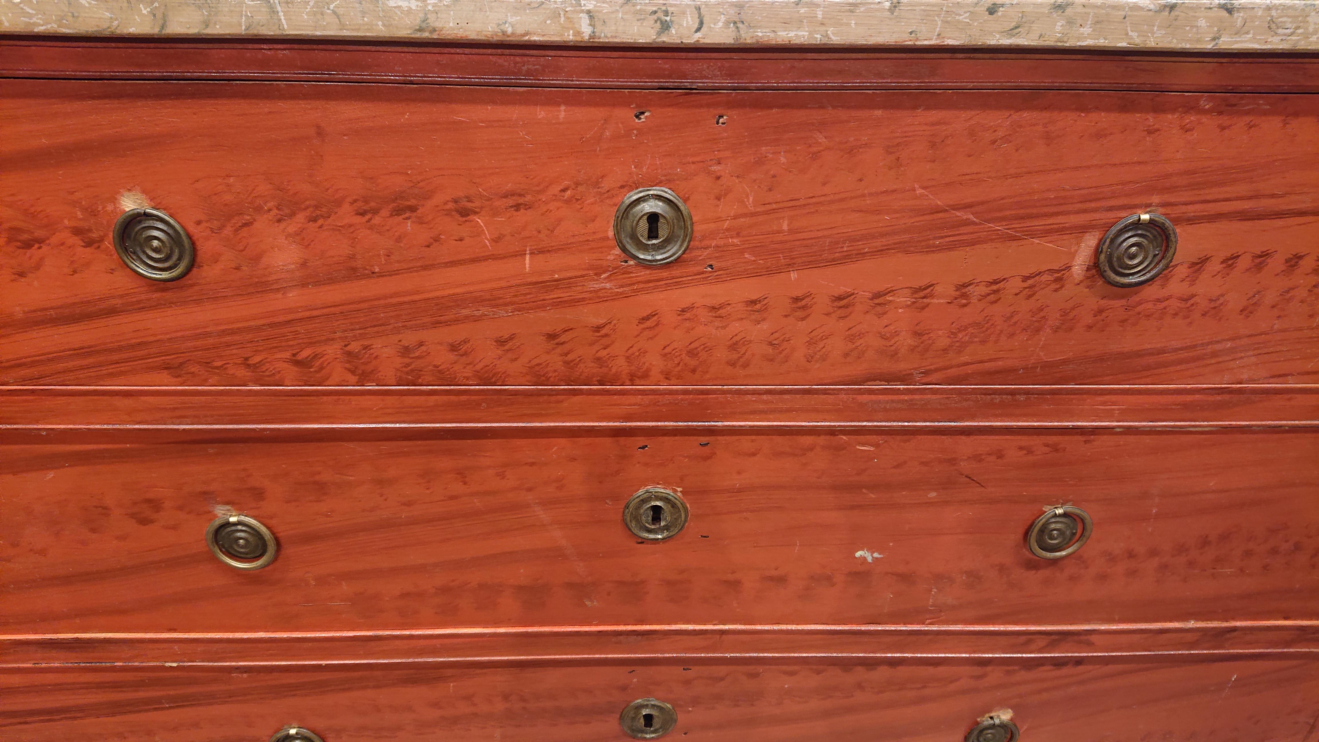 Pine 19th Century Swedish Gustavian Chest of Drawers with Untouched Original Paint For Sale