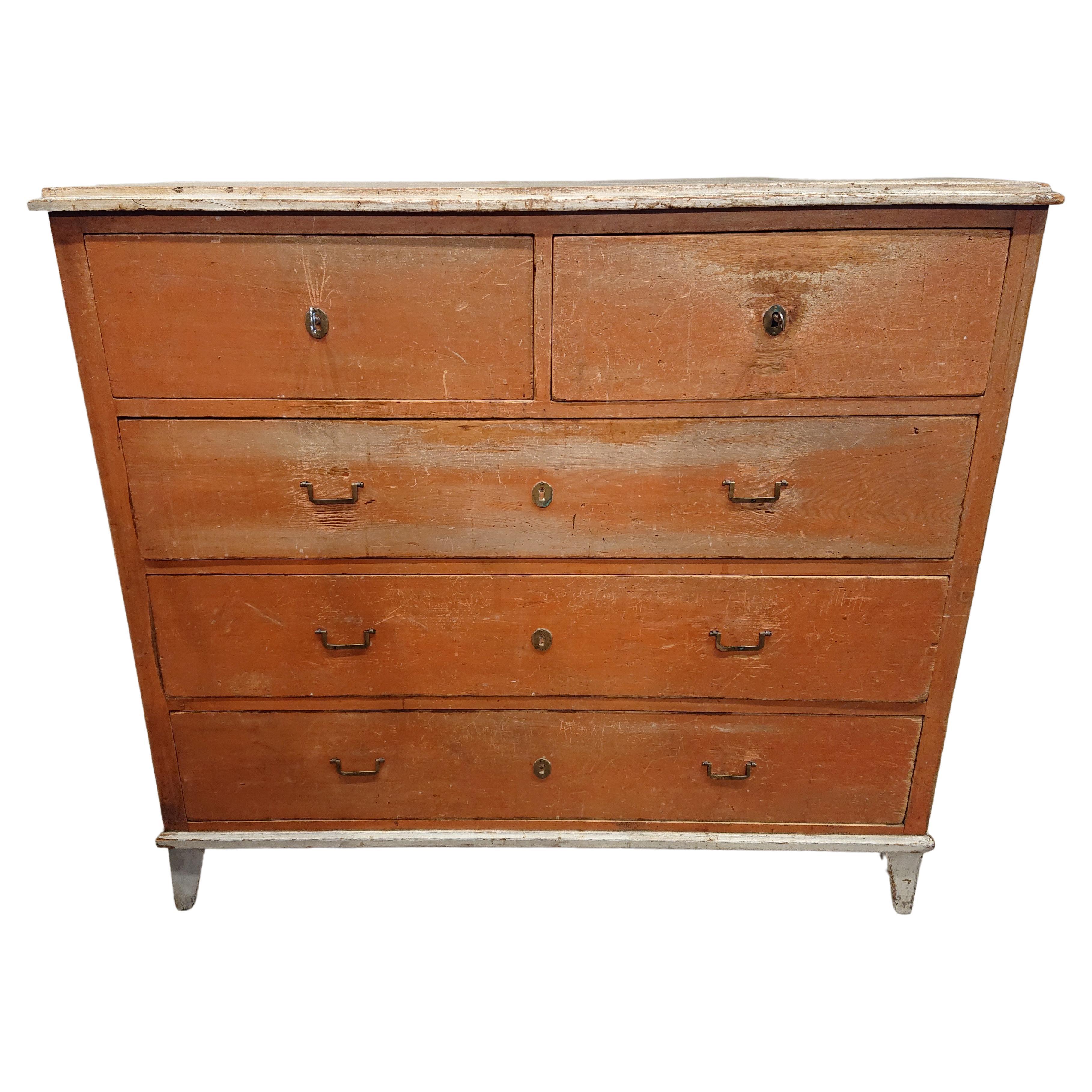 19th Century Swedish Gustavian Chest of Drawers with Untouched Original Paint For Sale