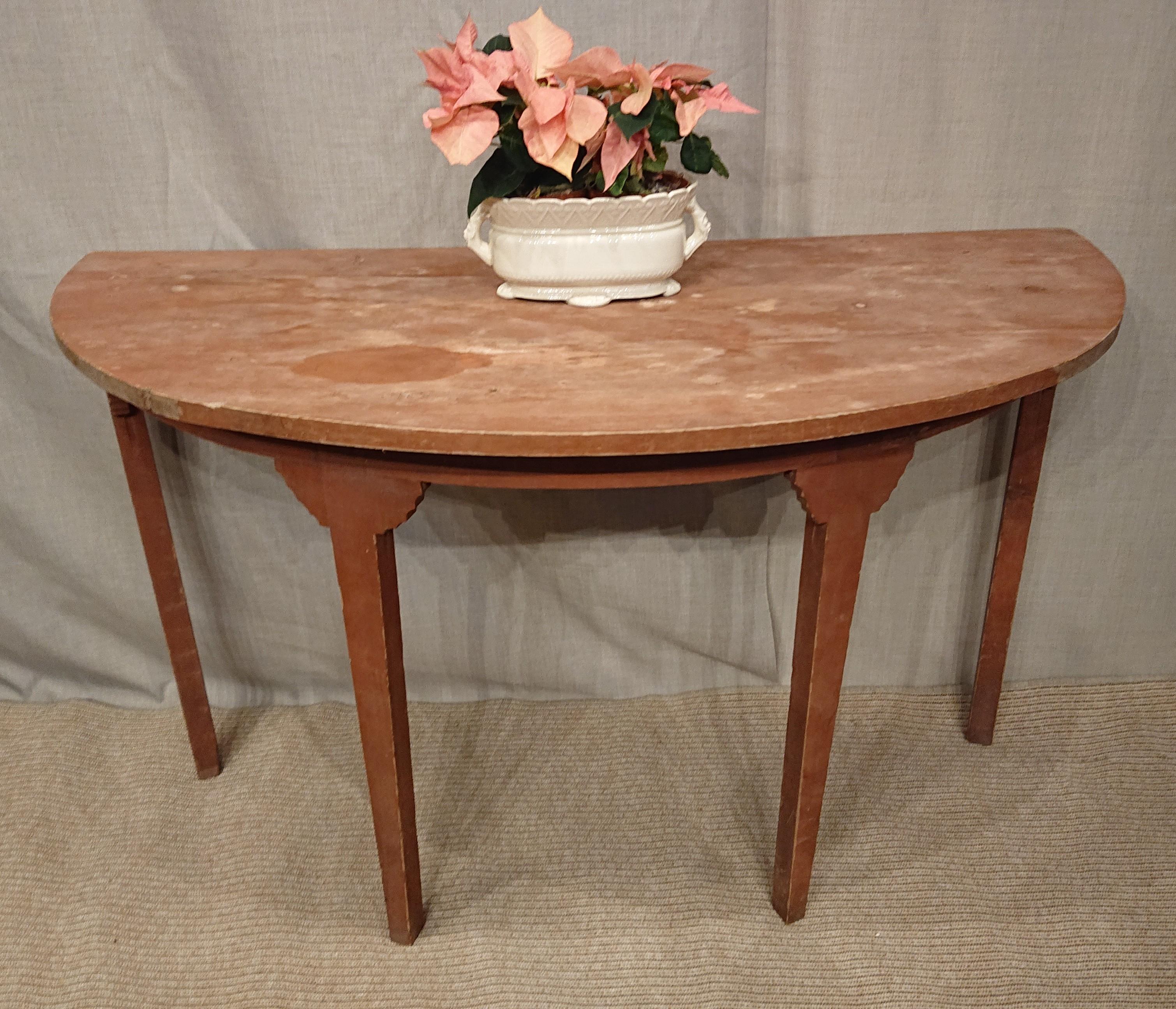 19th Century Swedish Gustavian Demi Lune Table with Original Paint For Sale 5