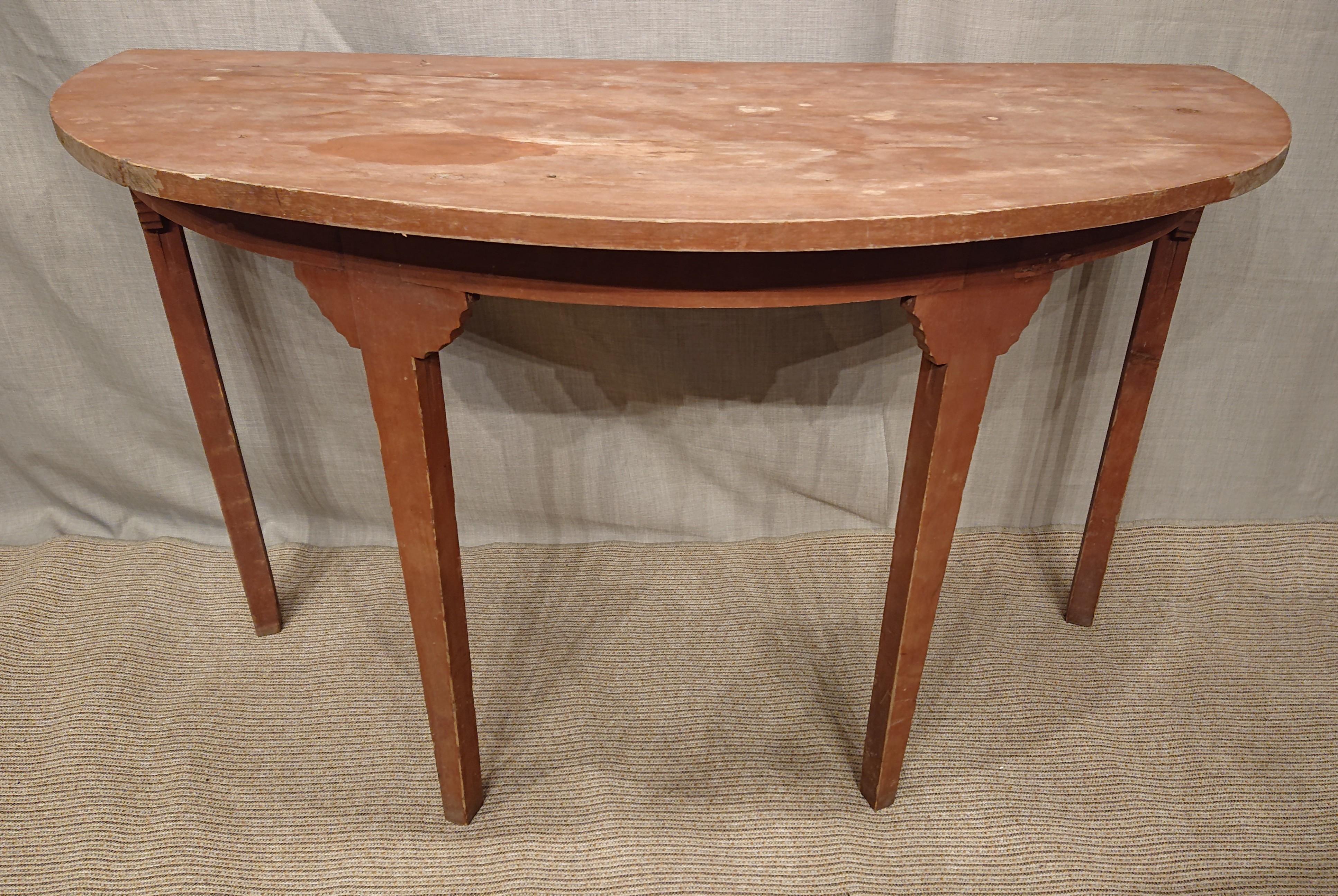 19th Century Swedish Gustavian Demi Lune Table with Original Paint For Sale 7