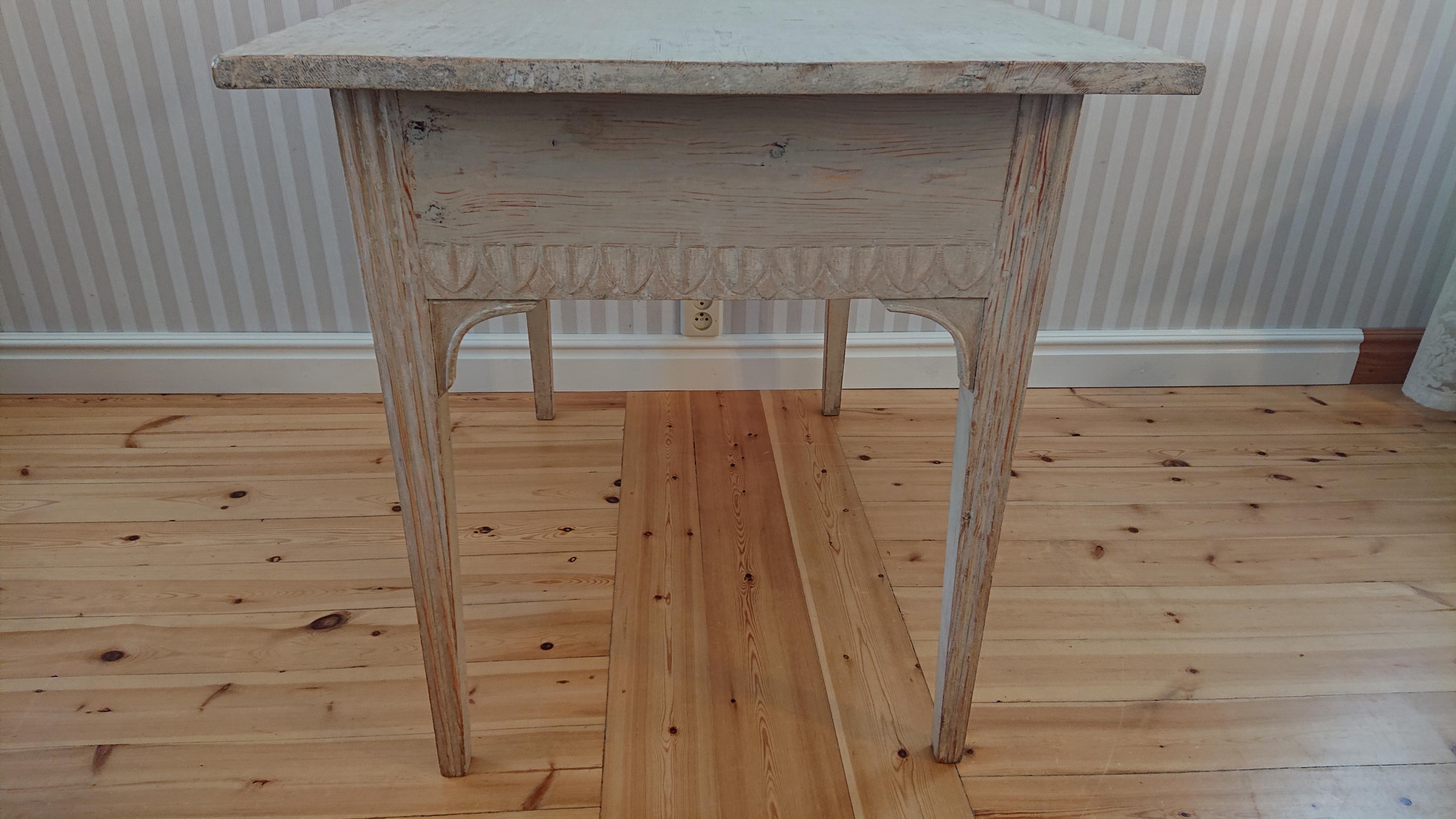 Pine 19th Century Swedish Gustavian Desk Originalpaint