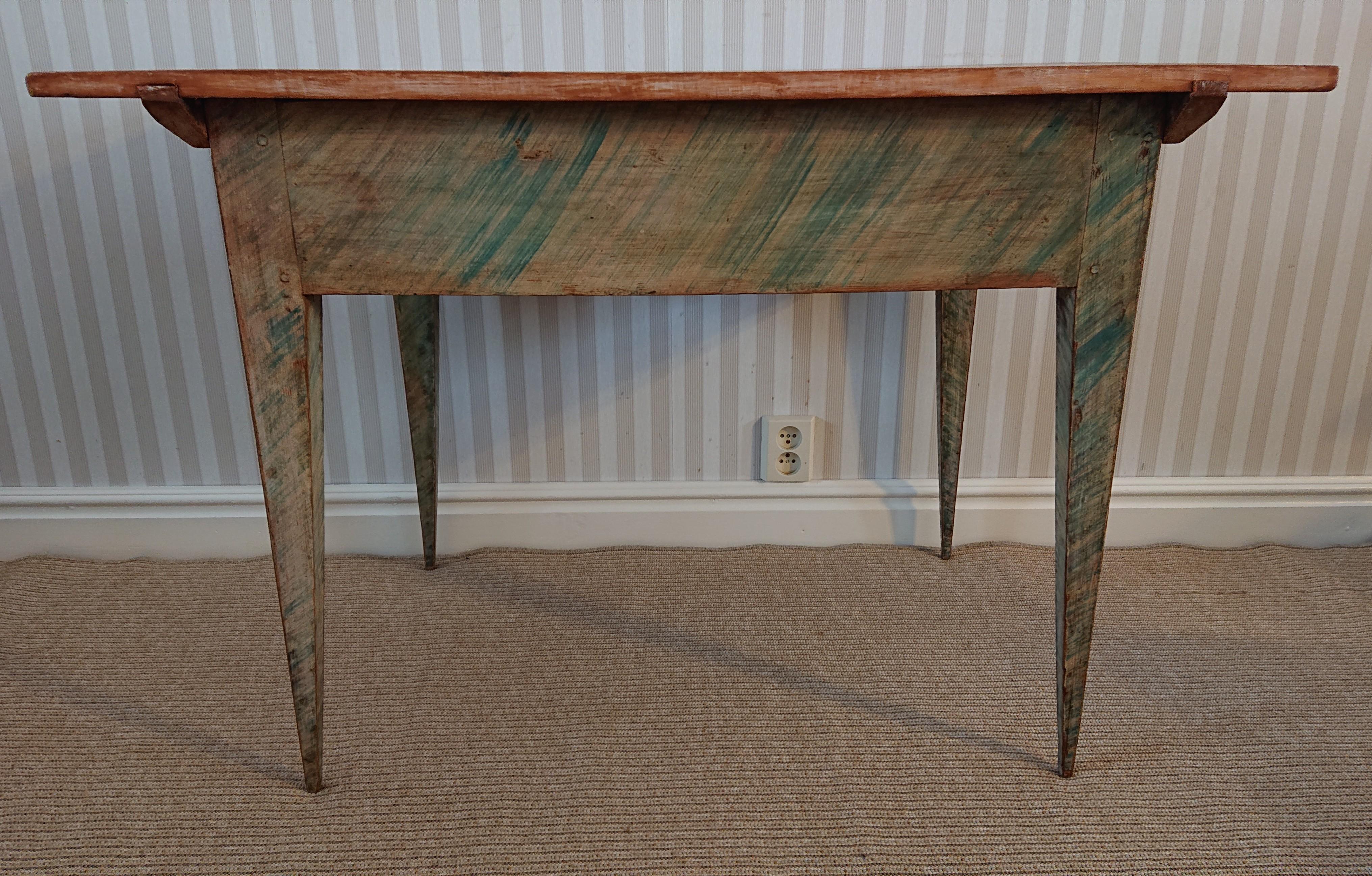 19th Century Swedish Gustavian Desk with Marble Imitaition Original Paint For Sale 11