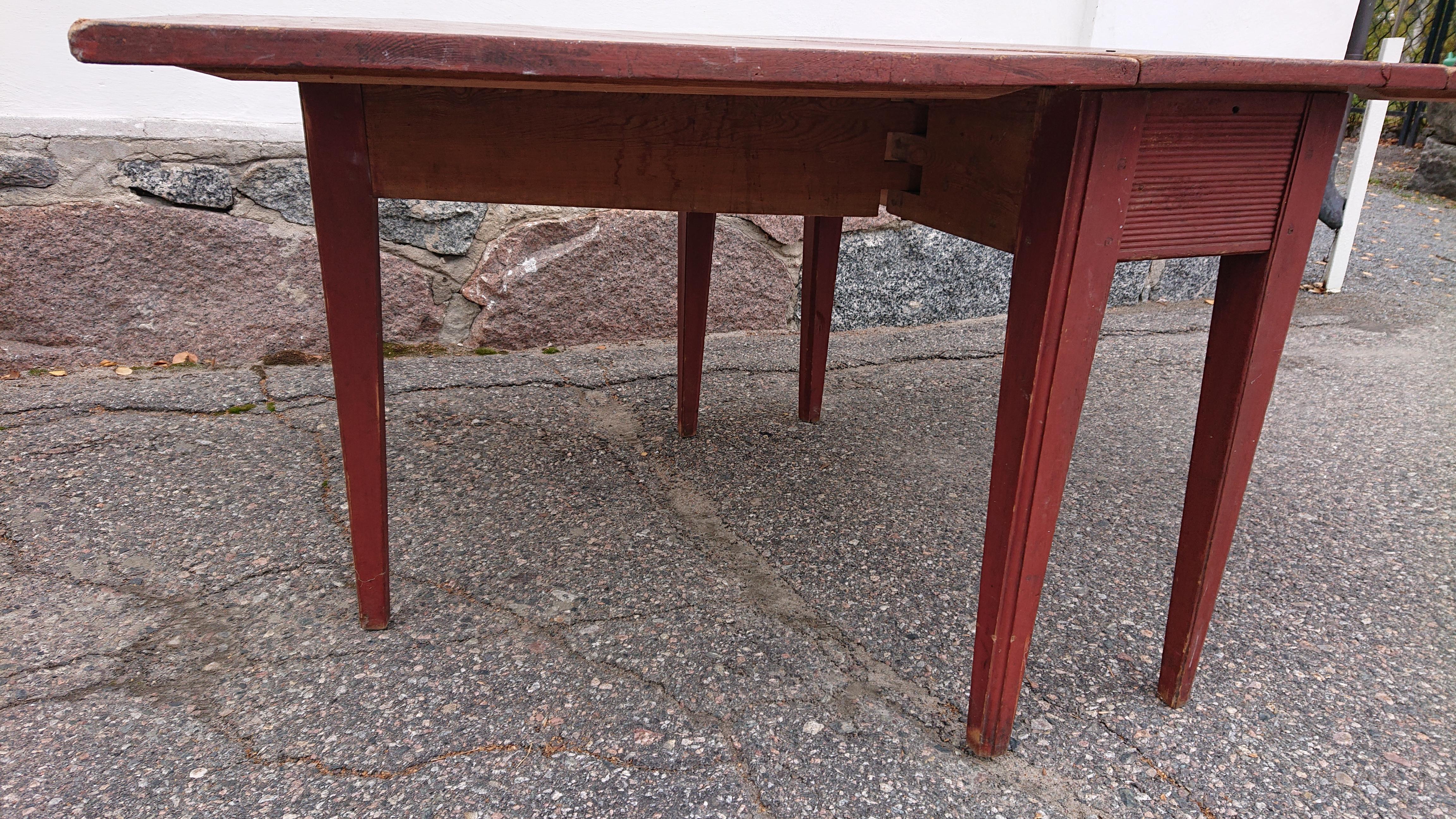 19th Century Swedish Gustavian Drop Leaf Table Originalpaint For Sale 1