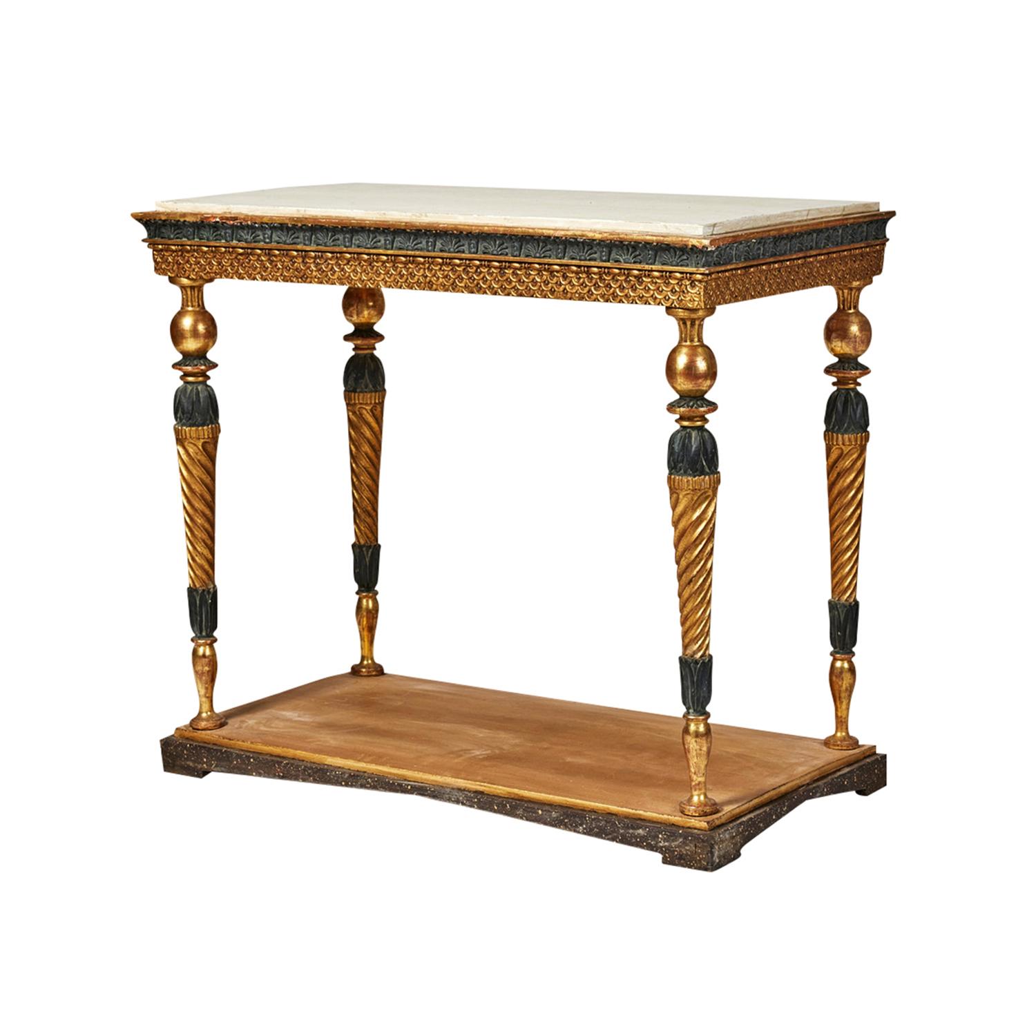 Gustavien Table console gustavienne suédoise du 19ème siècle en bois de pin doré par Jonas Frisk en vente