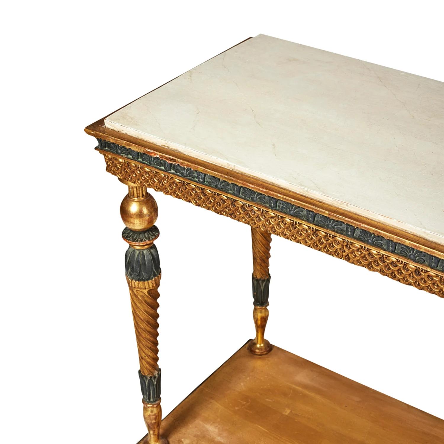 Suédois Table console gustavienne suédoise du 19ème siècle en bois de pin doré par Jonas Frisk en vente