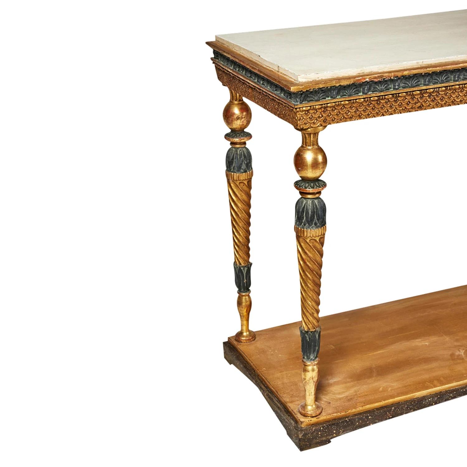 Table console gustavienne suédoise du 19ème siècle en bois de pin doré par Jonas Frisk Bon état - En vente à West Palm Beach, FL