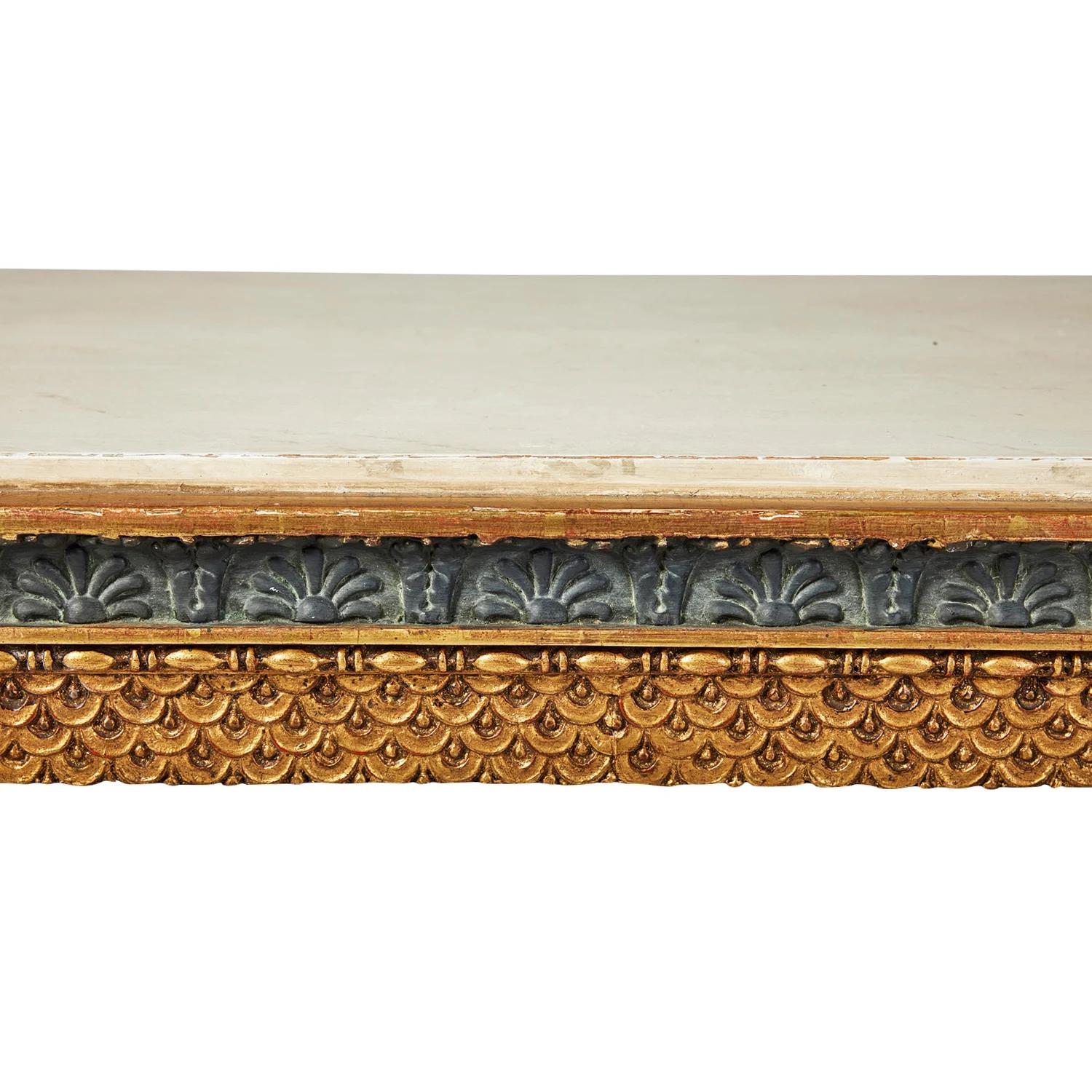 Marble 19th Century Swedish Gustavian Gilded Pinewood Console Table by Jonas Frisk For Sale