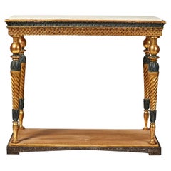 Antique 19th Century Swedish Gustavian Gilded Pinewood Console Table by Jonas Frisk