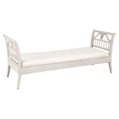 19th Century Swedish Gustavian Gray Painted Backless Pine Bench Settee