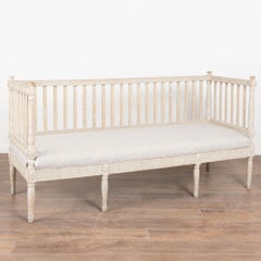 19th Century Swedish Gustavian Gray Painted Bench