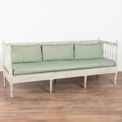 19th Century Swedish Gustavian Gray Painted Bench Settee