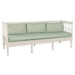 19th Century Swedish Gustavian Gray Painted Bench Settee