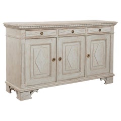Antique 19th Century Swedish Gustavian Gray Painted Sideboard Buffet Console