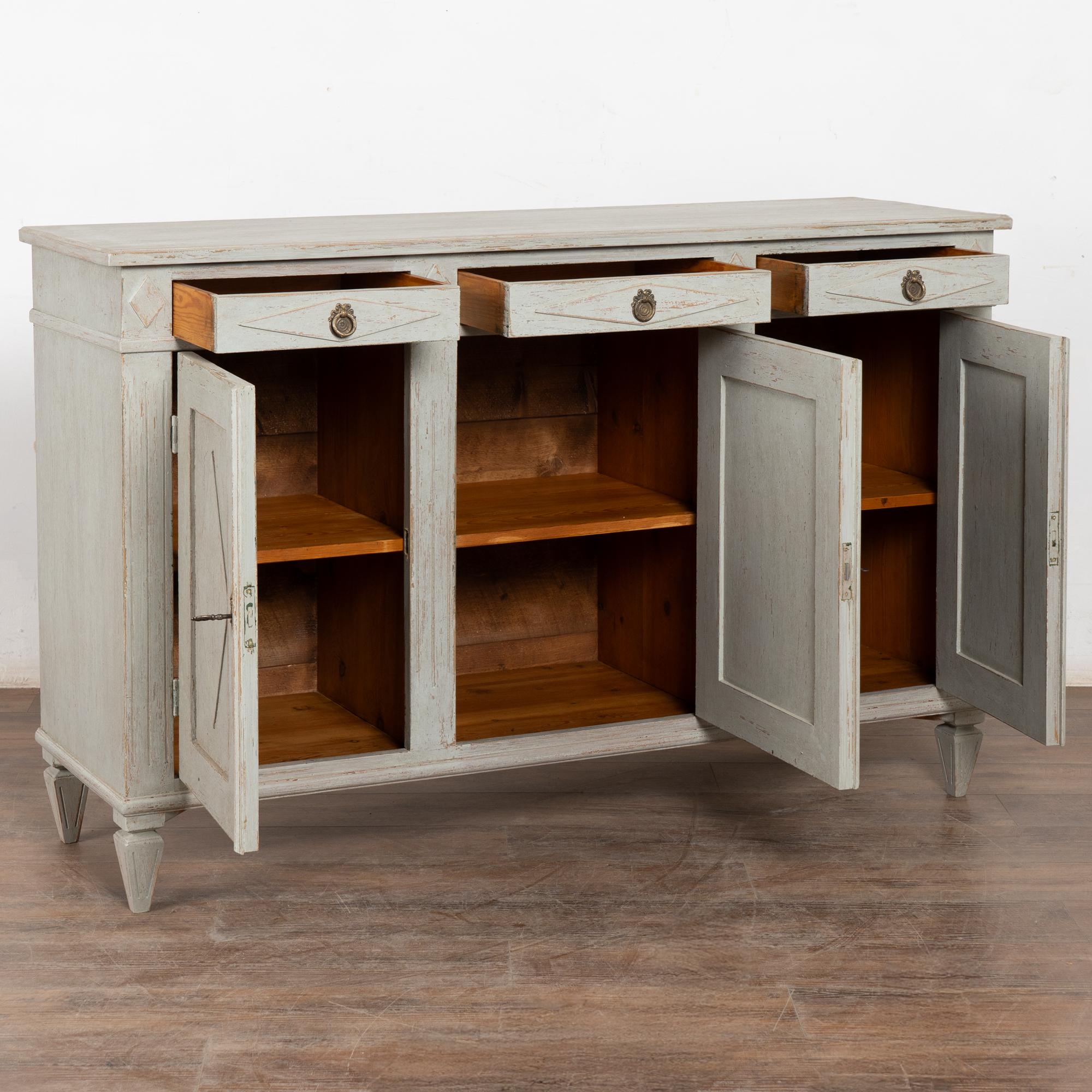 19th Century Swedish Gustavian Gray Sideboard Buffet Console In Good Condition For Sale In Round Top, TX