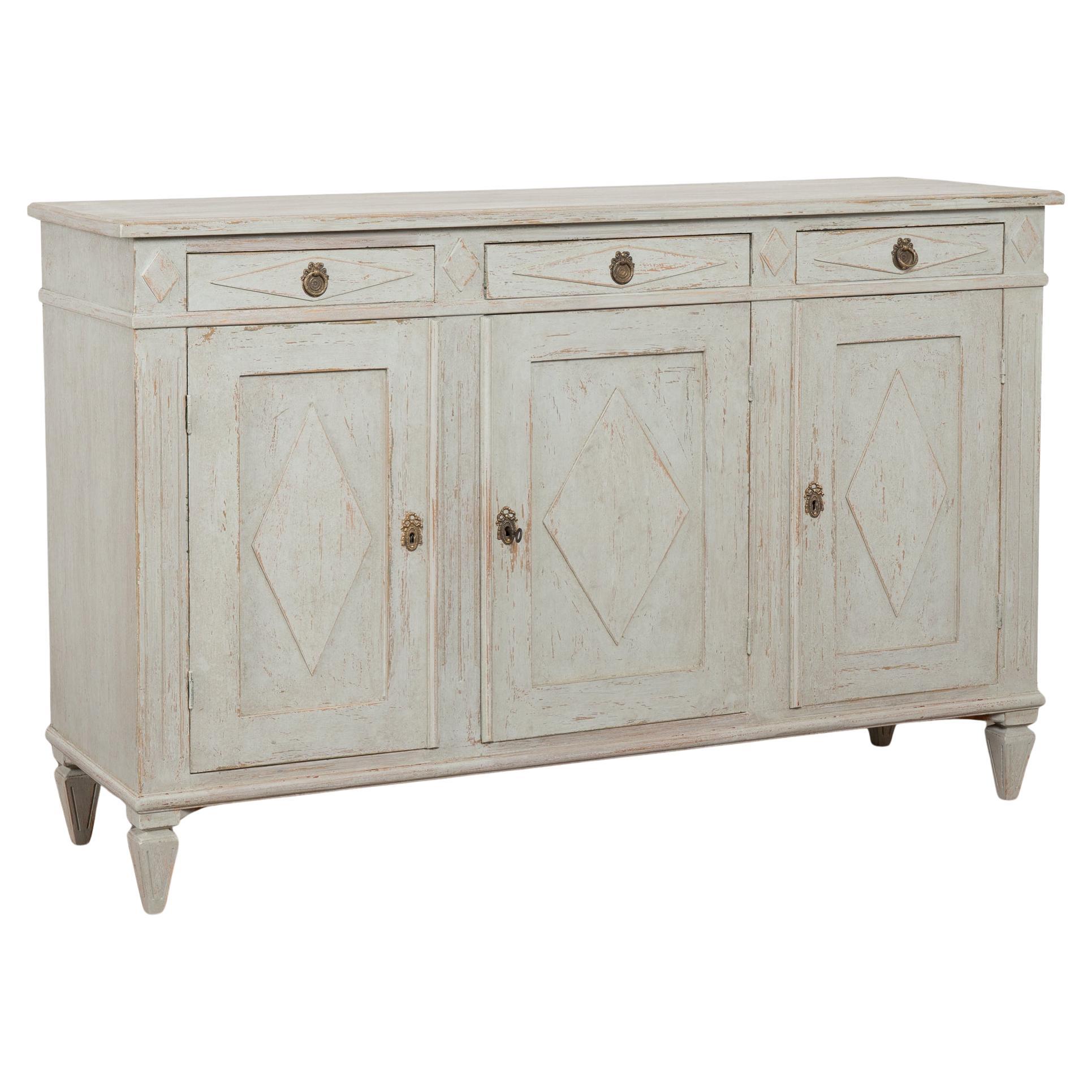 19th Century Swedish Gustavian Gray Sideboard Buffet Console For Sale